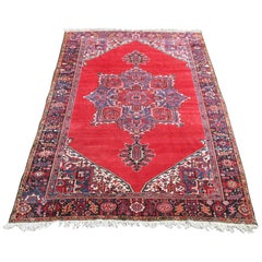 Large Heriz Carpet Unusual Shaded Rich Red Plain Background