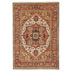 Großes Heriz-Serapi-Design mit geometrischem Medaillon von Keivan Woven Arts