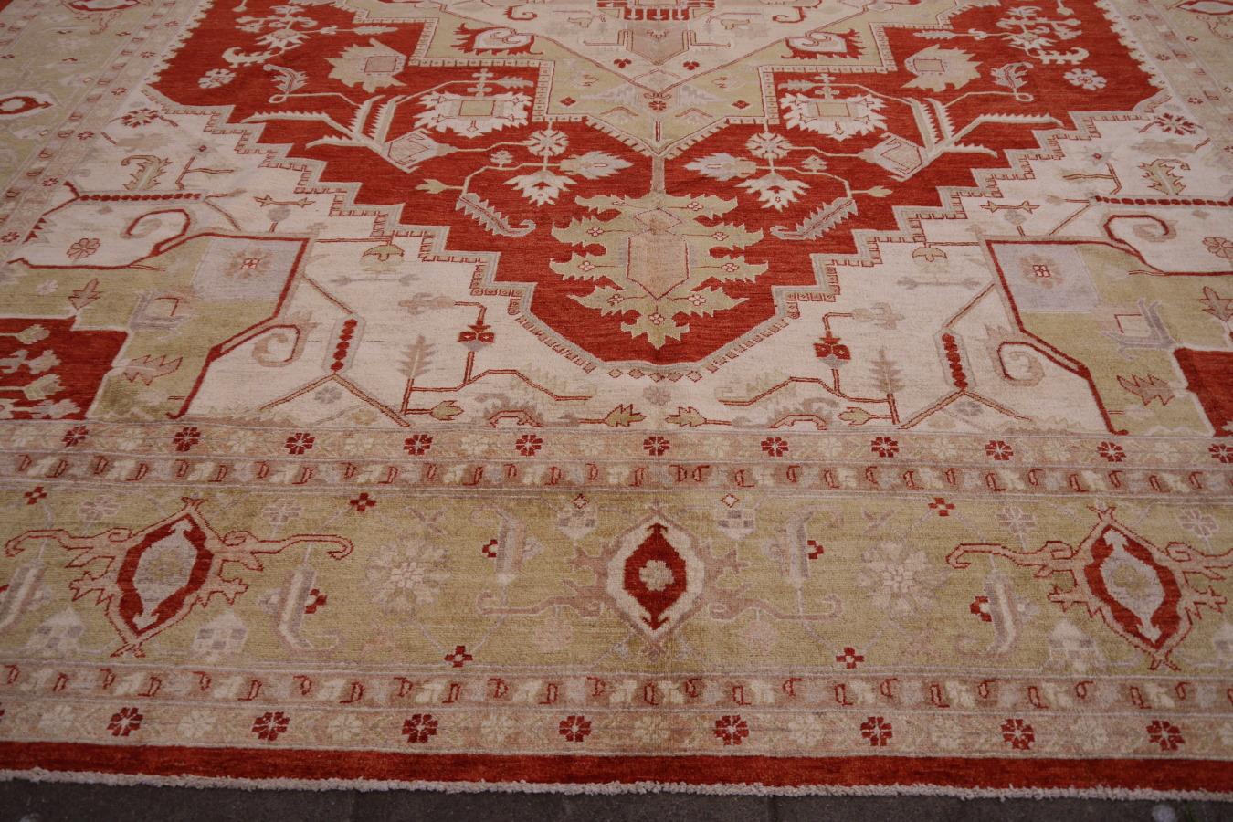 Afghan Large Heriz Style Rug Hand Knotted Contemporary Oversize