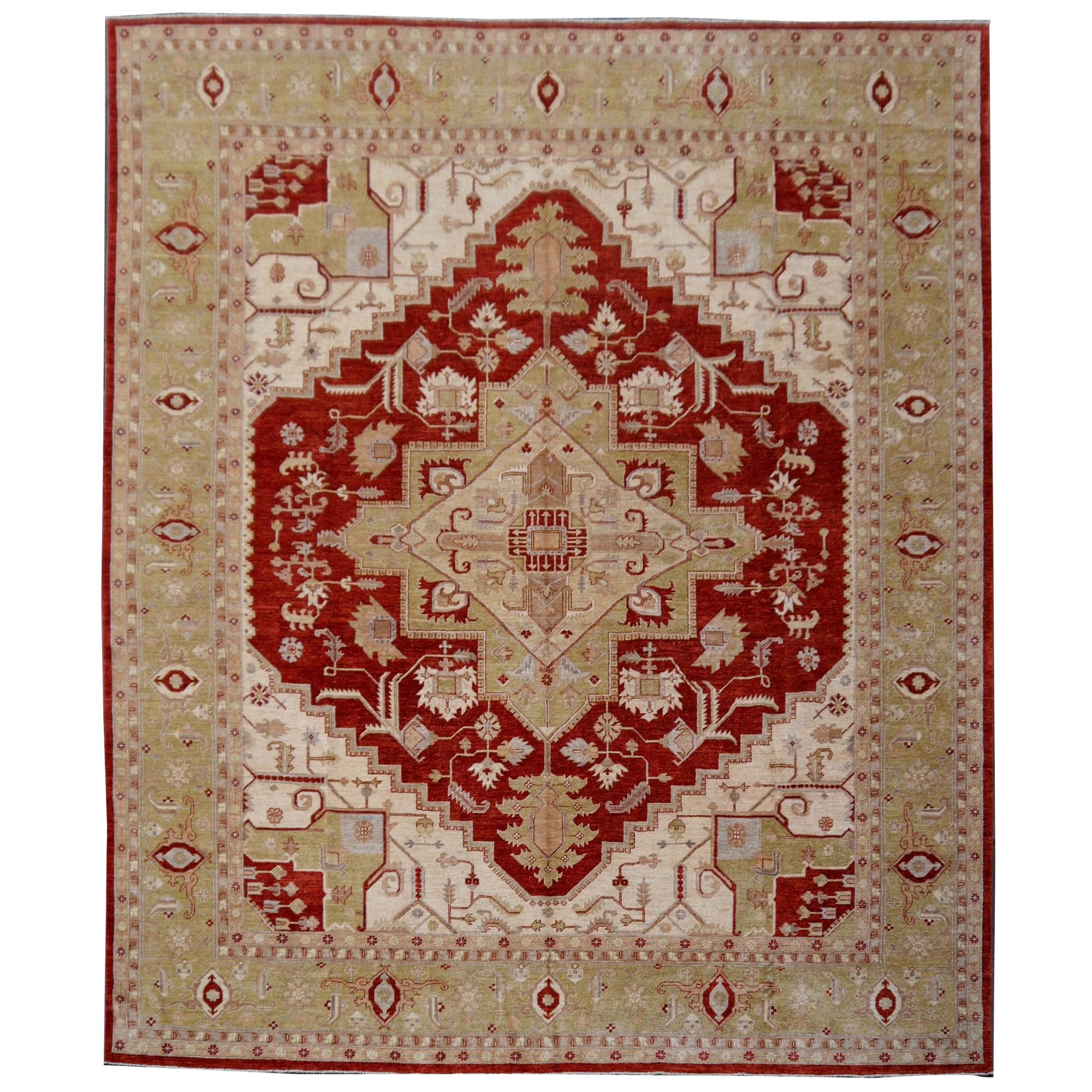 Large Heriz Style Rug Hand Knotted Contemporary Oversize