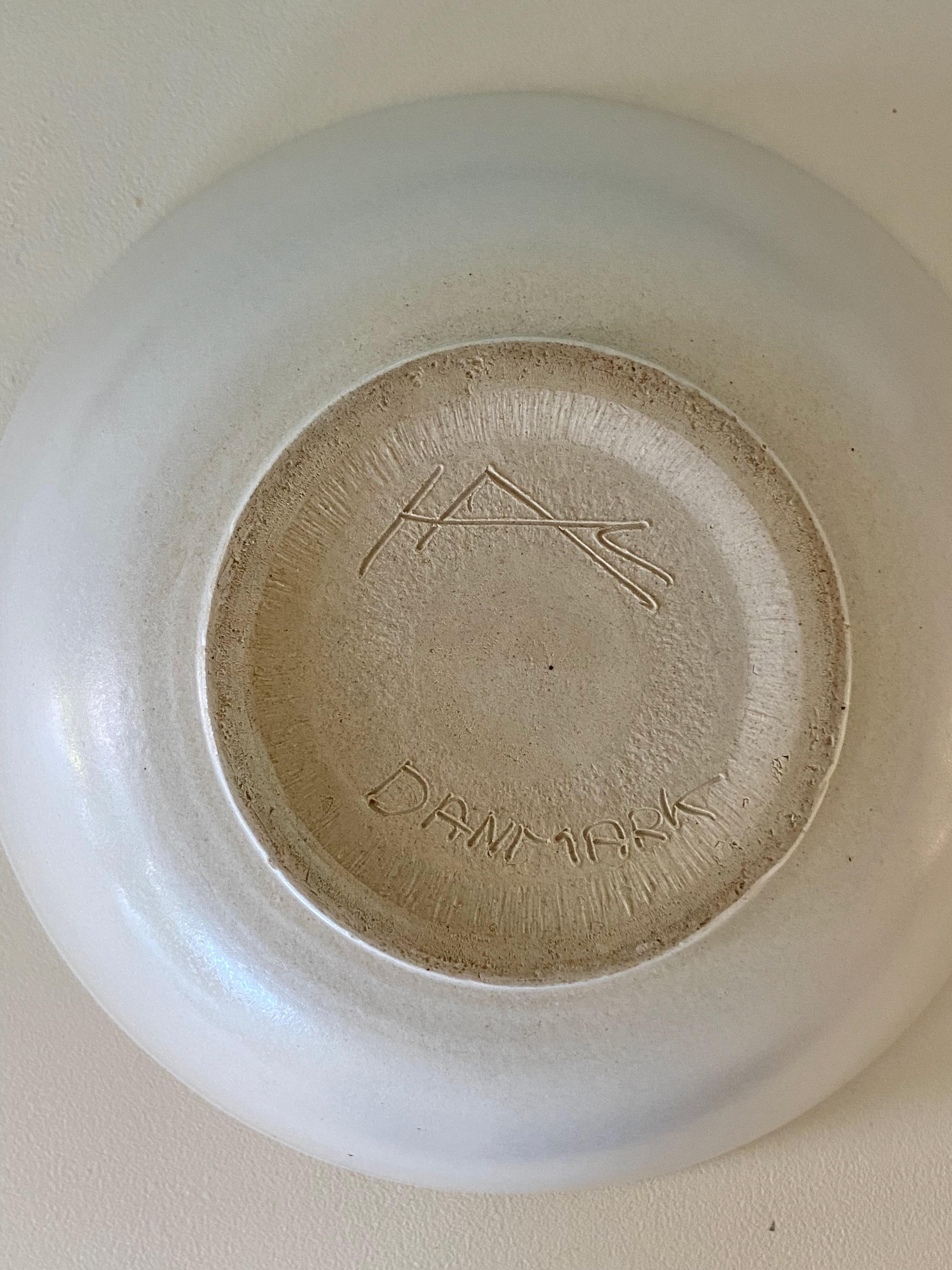 Danish Large Herman August Kähler Scandinavian Midcentury Ceramic Bowl, 1960s For Sale