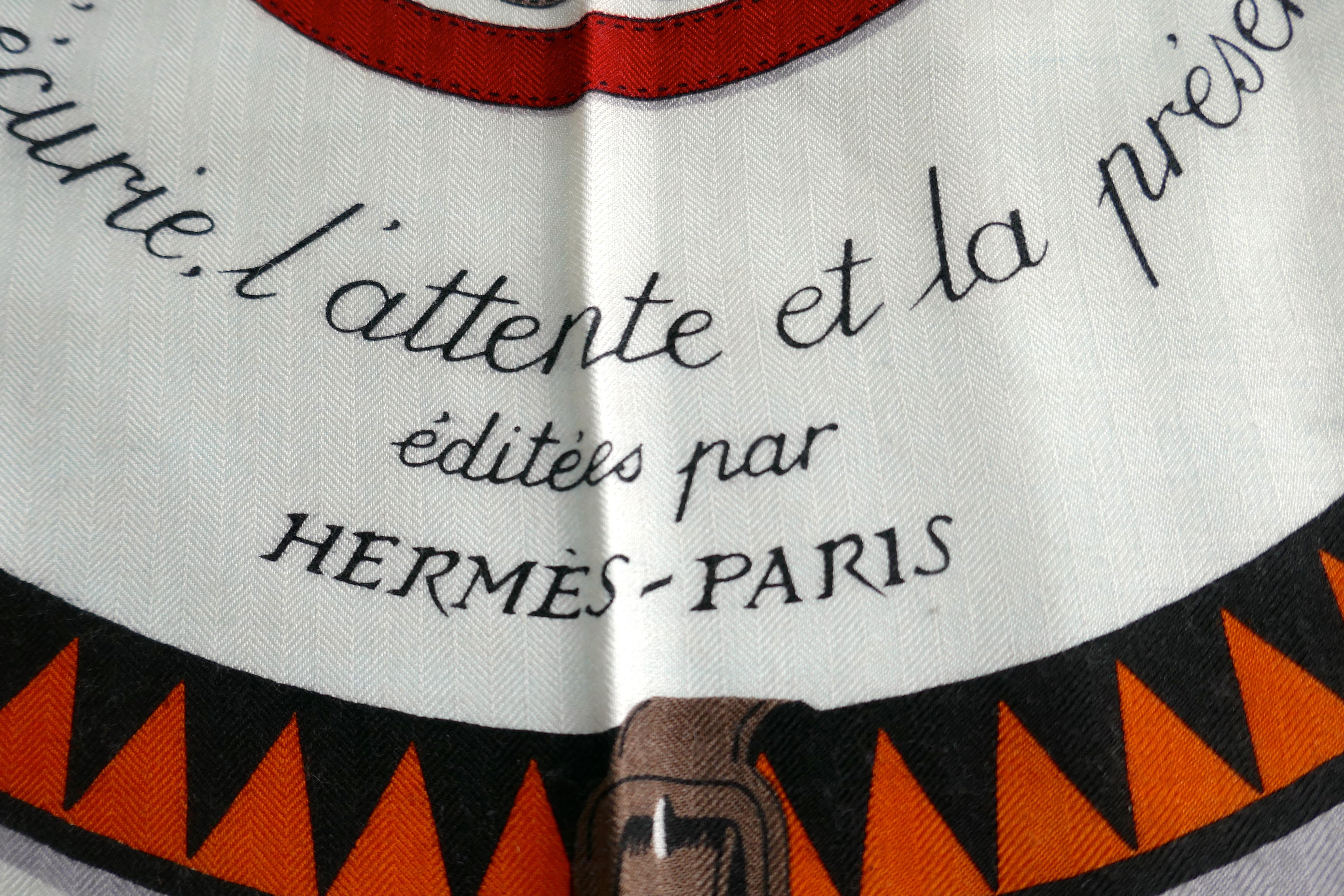 Gray Large Hermes Cashmere Shawl “Couvertures et Tenues de Jour” Design Jacques Eudel