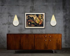 Large 'Hermes' Sconce in Brass and Alabaster