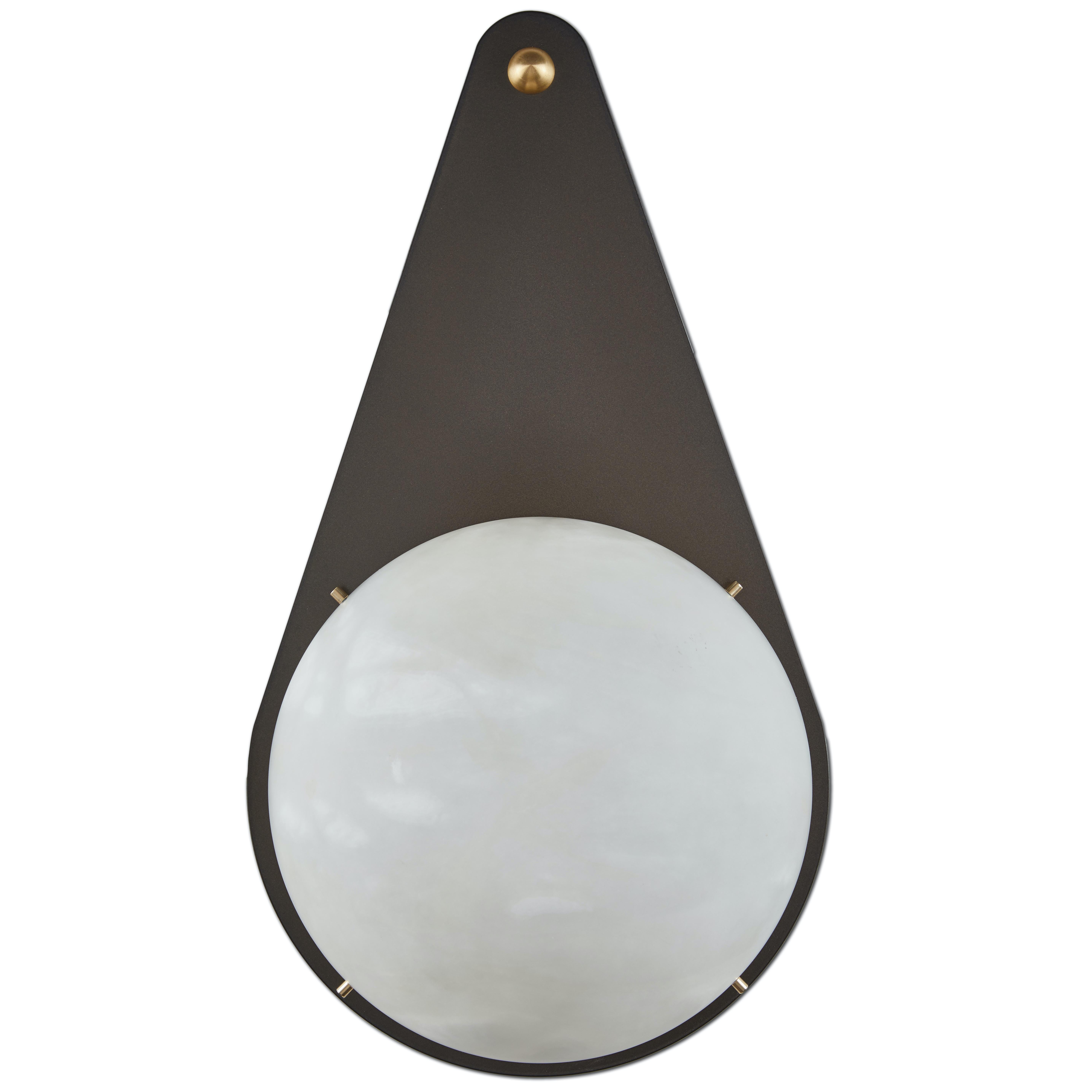 Contemporary Large 'Hermes' Sconce in Brass and Alabaster For Sale