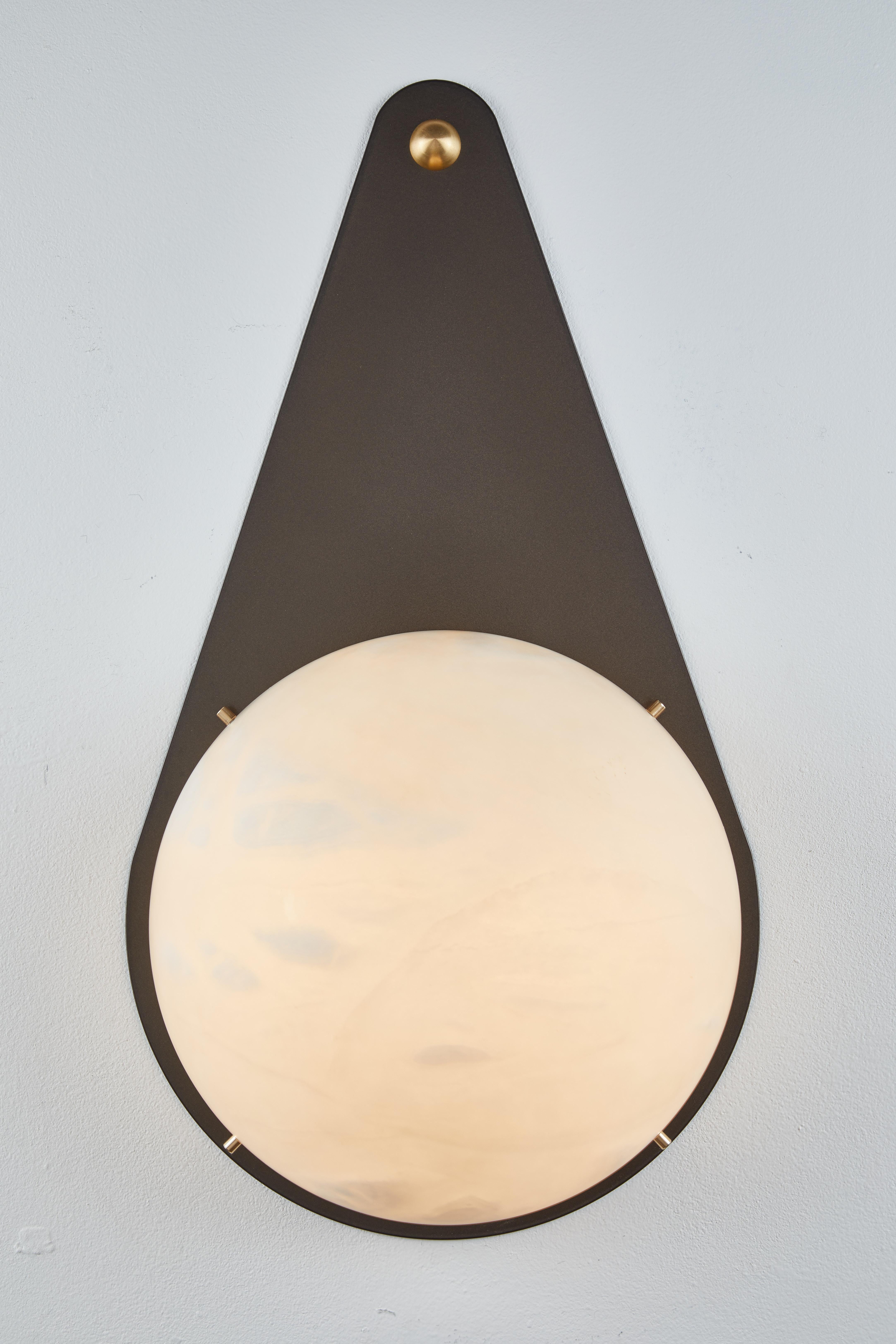 Large 'Hermes' Sconce in Brass and Alabaster In New Condition For Sale In Glendale, CA