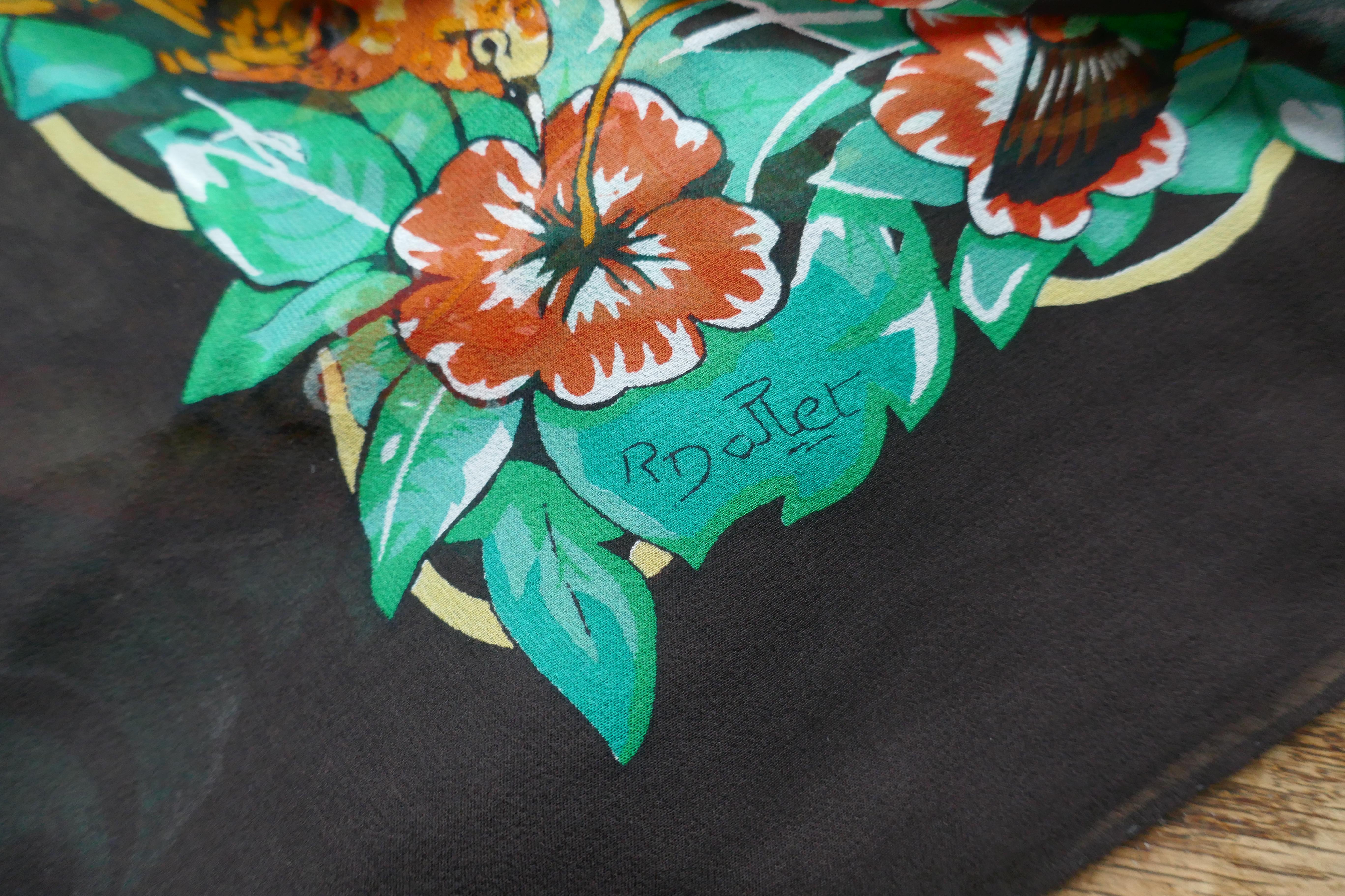 Large Hermes Silk Chiffon Shawl “Jungle Love” Design by Robert Dallet 9