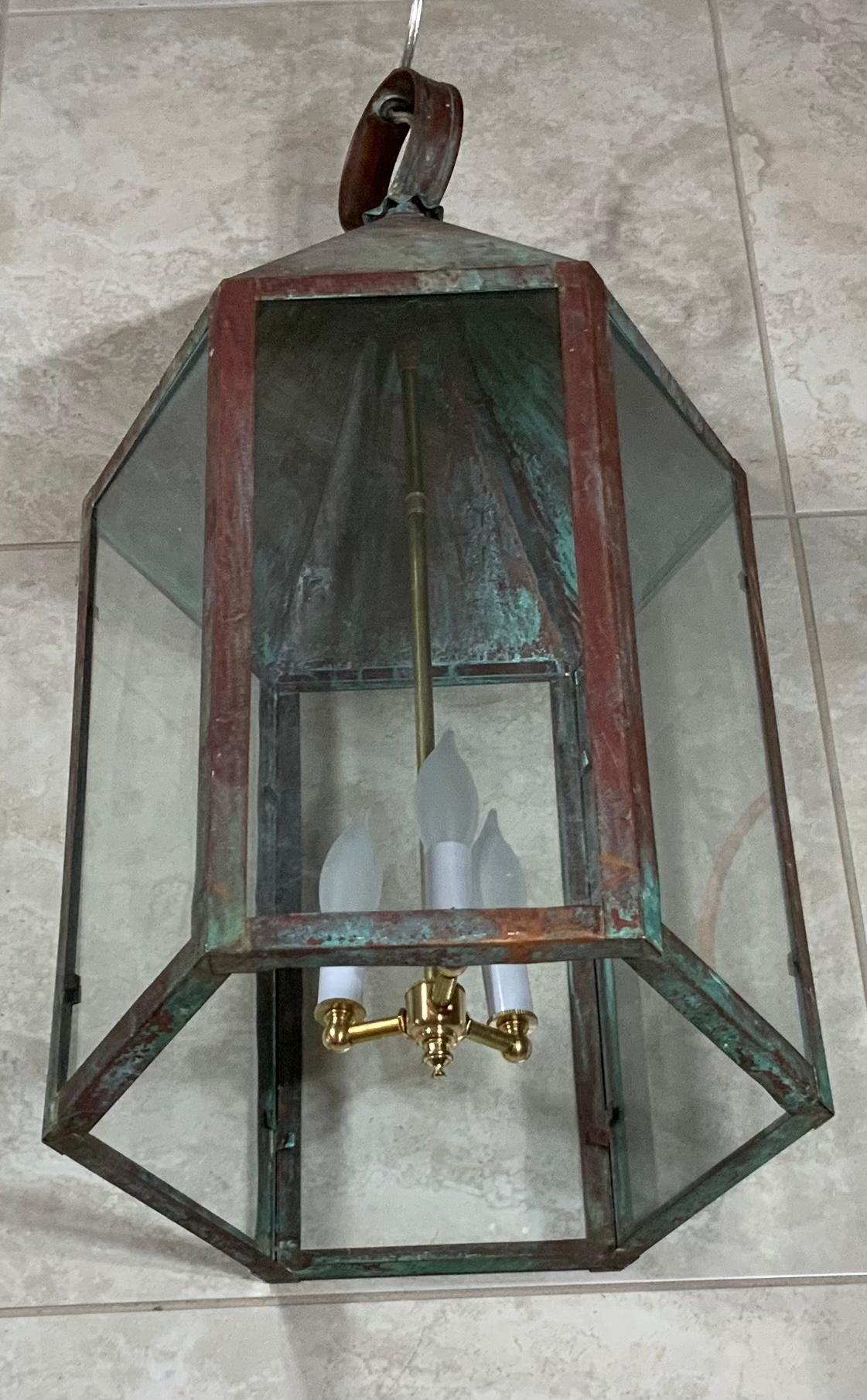 Large Hexagon Copper Lantern For Sale 2