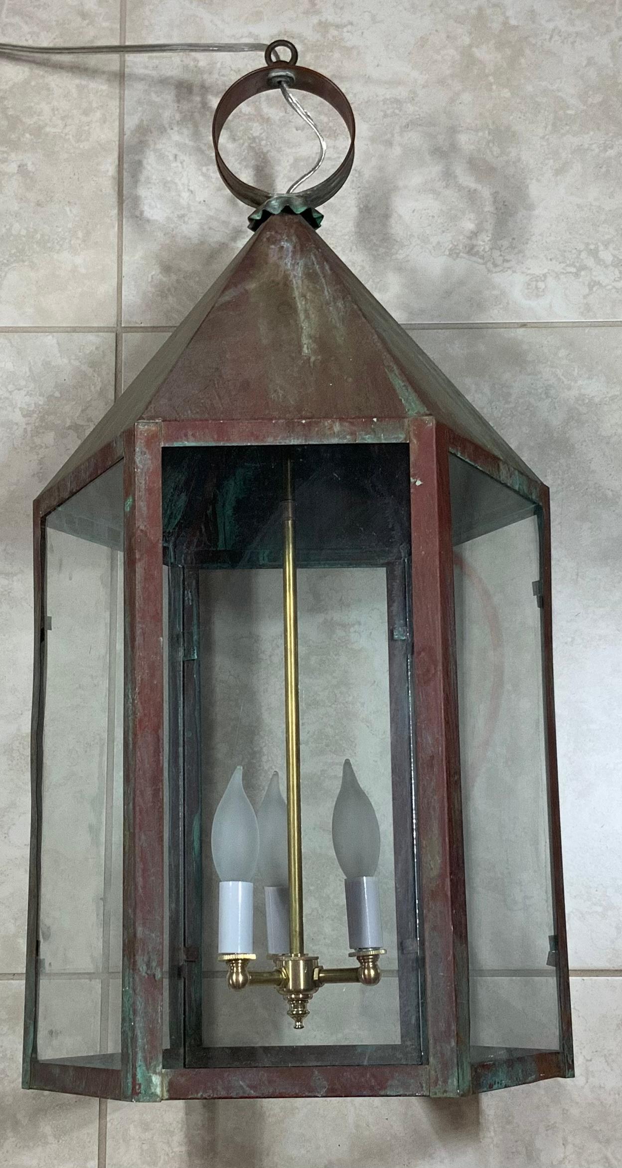 Large Hexagon Copper Lantern For Sale 3