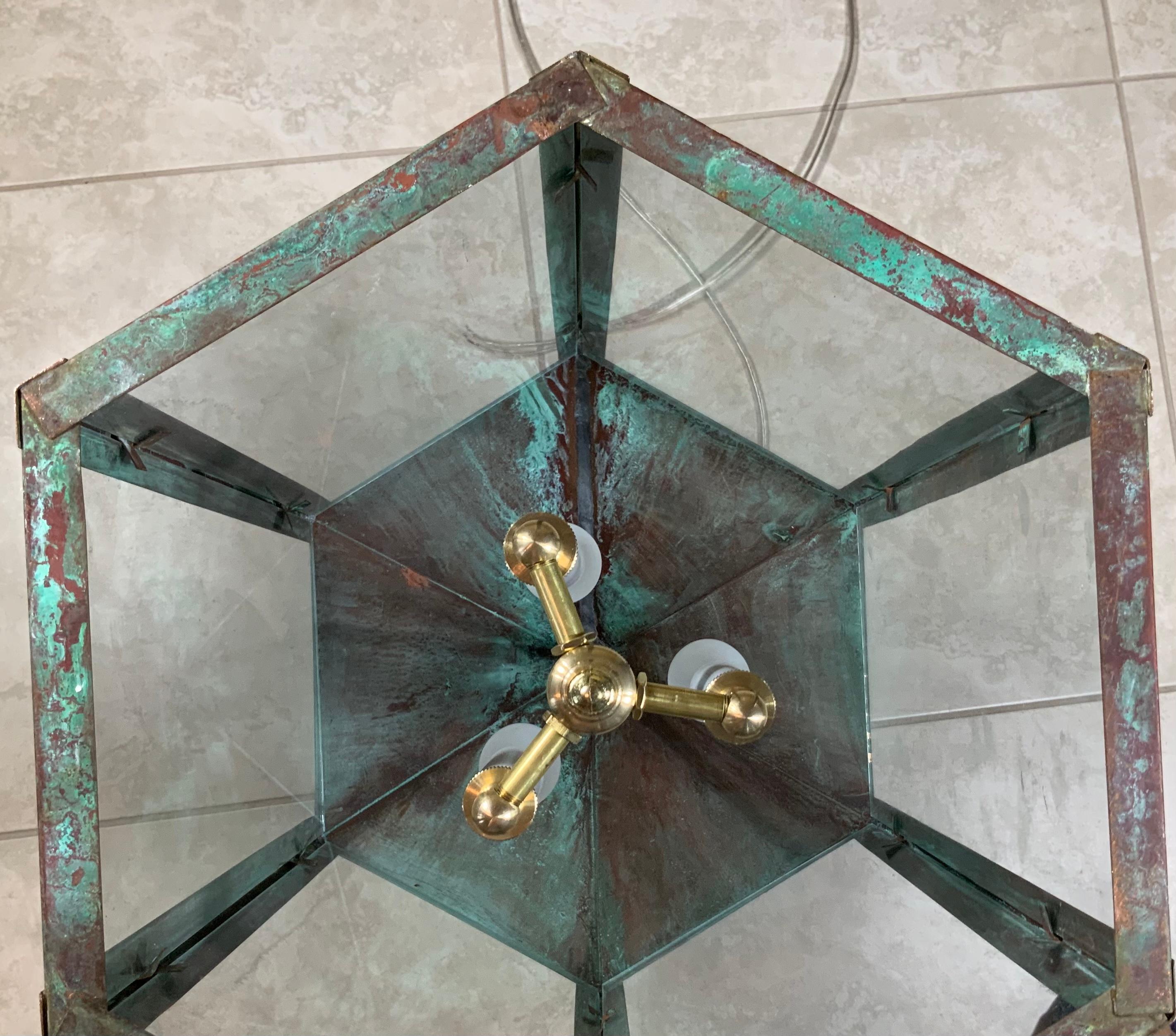 Large Hexagon Copper Lantern For Sale 4