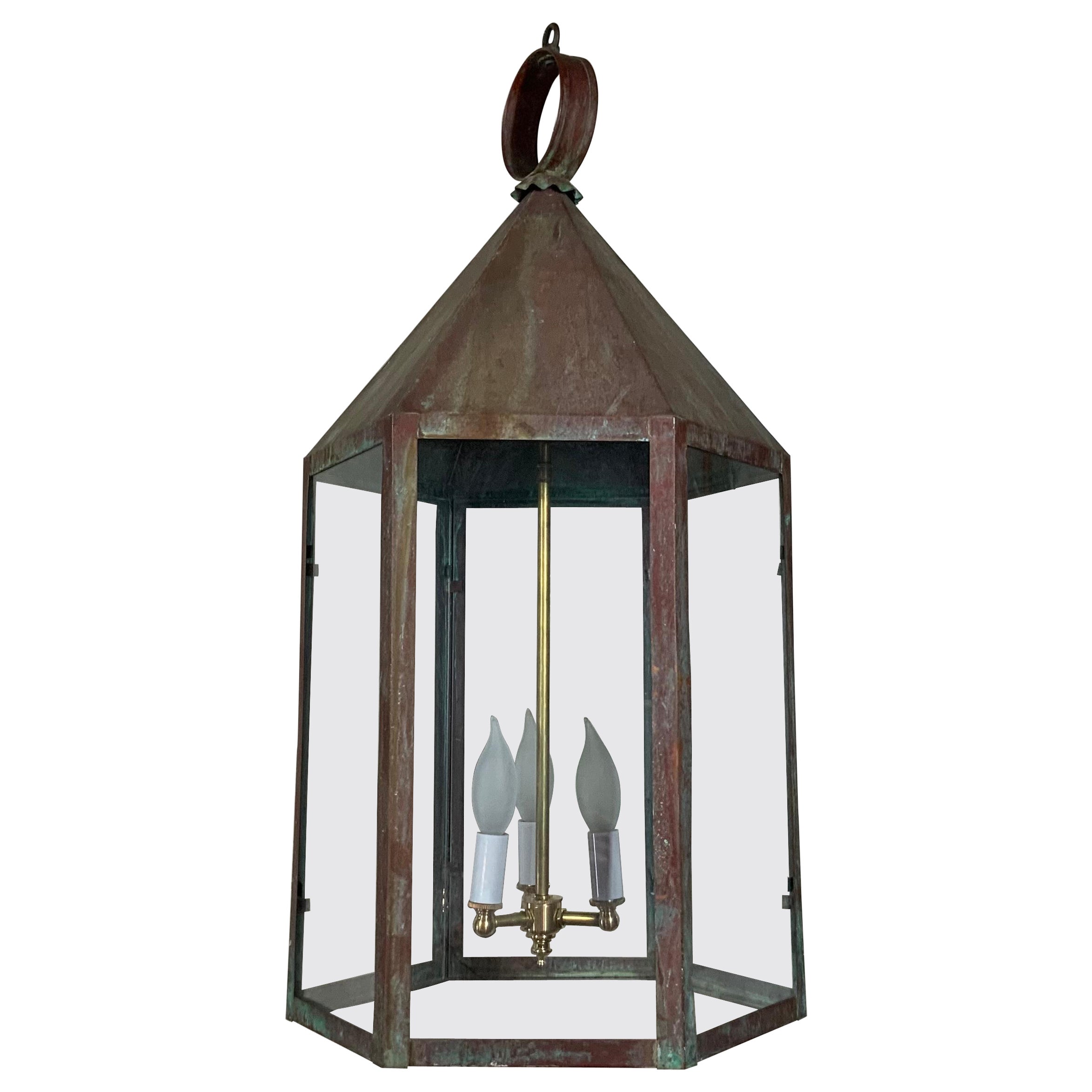 Large Hexagon Copper Lantern