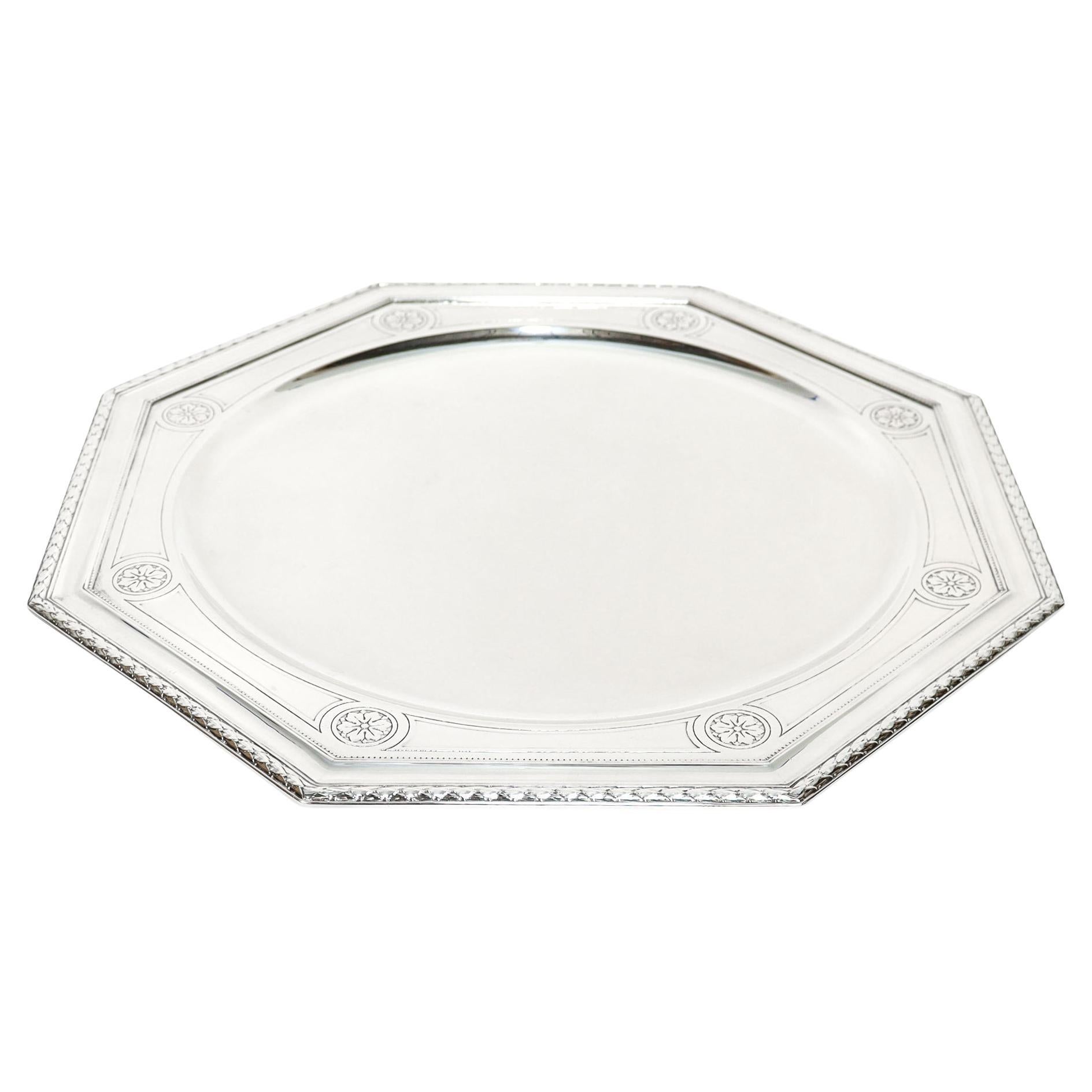 Große sechseckige Art Deco Tiffany & Co. Sterling Silber Kompott/Fußkuchenteller im Angebot