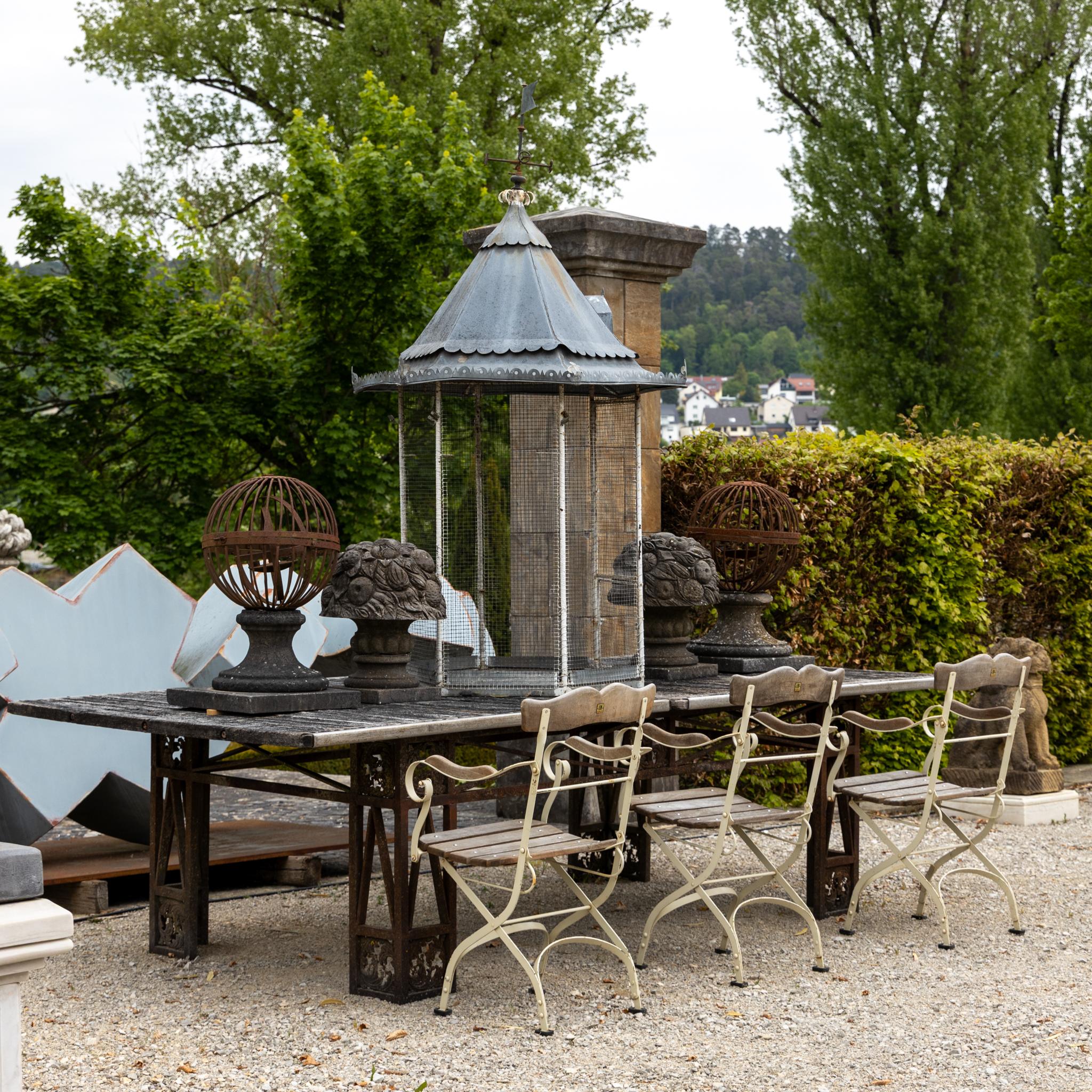 Large Hexagonal Birdcage with Weather Vane, Late 19th Century For Sale 1
