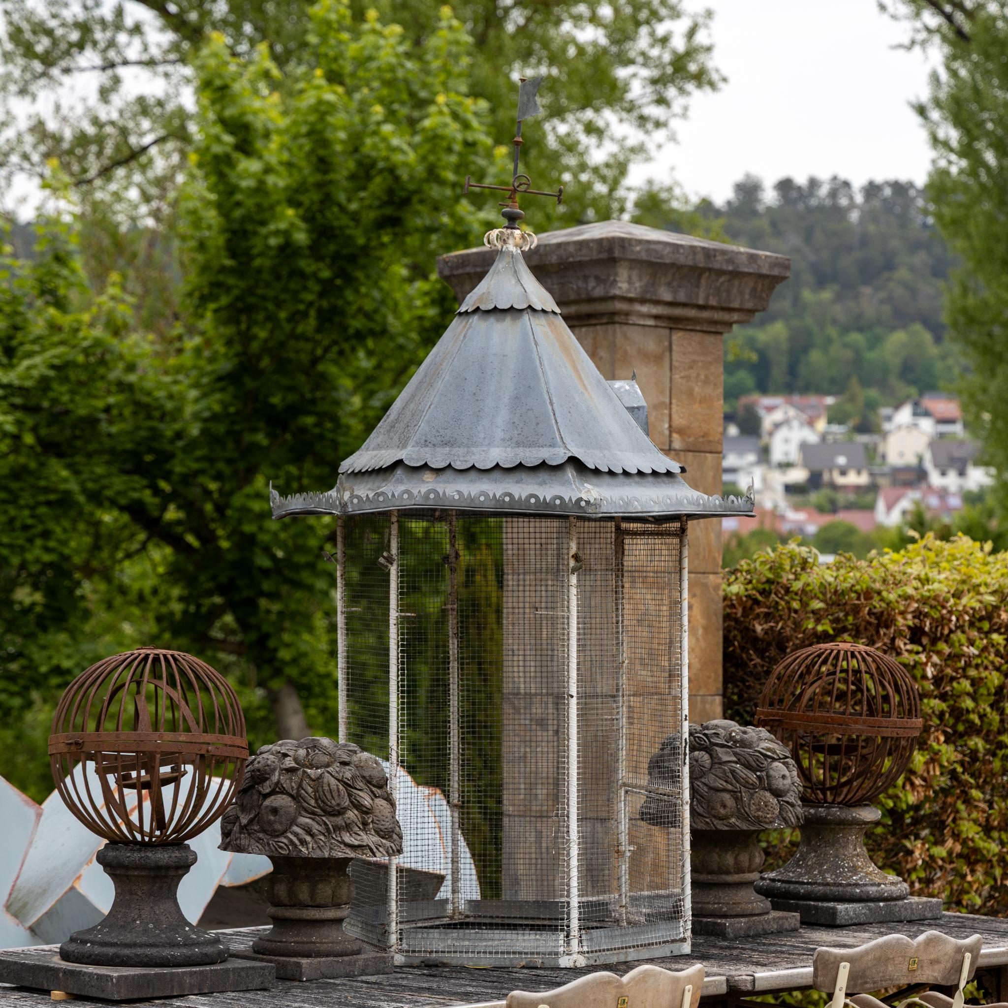 Large Hexagonal Birdcage with Weather Vane, Late 19th Century For Sale 2