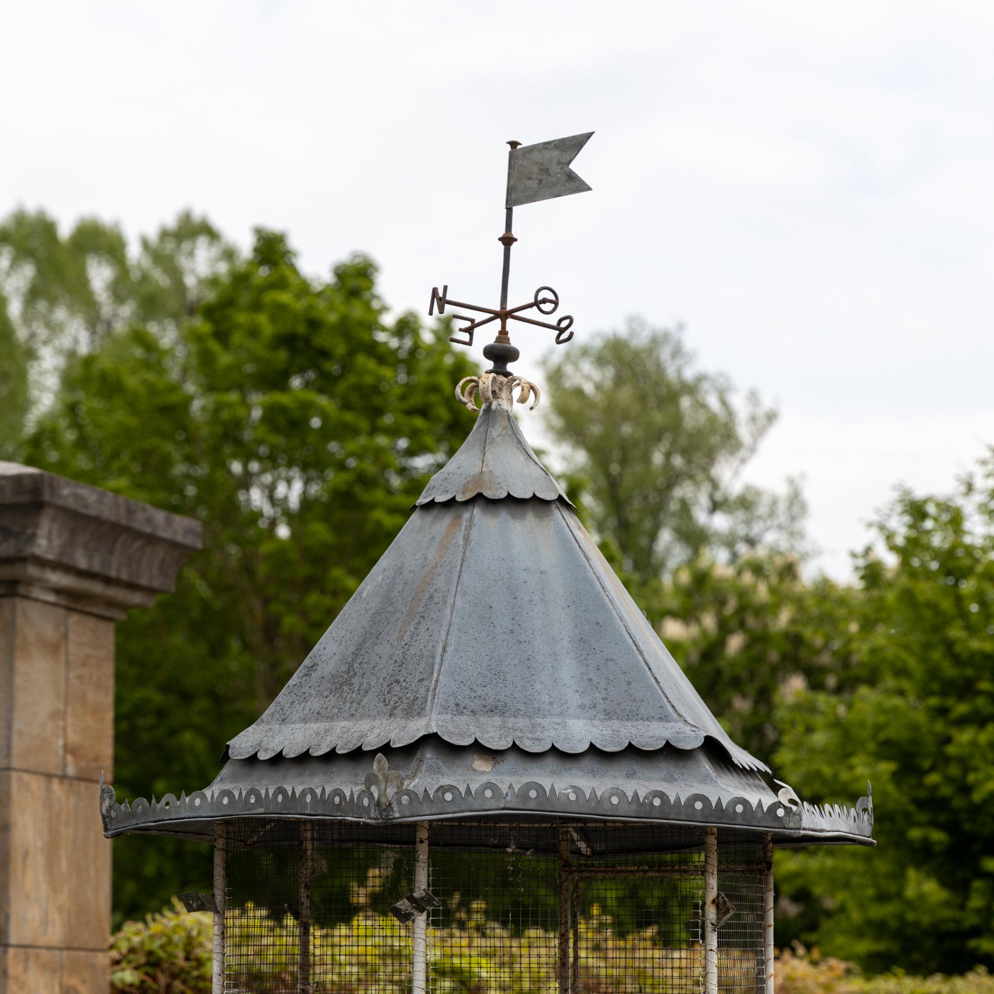 Large Hexagonal Birdcage with Weather Vane, Late 19th Century For Sale 3