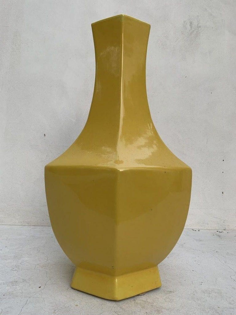 Large Hexagonal Ceramic Vase For Sale at 1stDibs