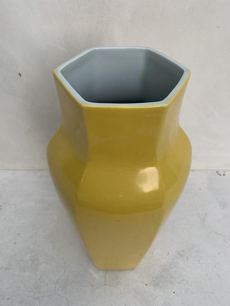Mid-Century Modern Large Hexagonal Ceramic Vase For Sale