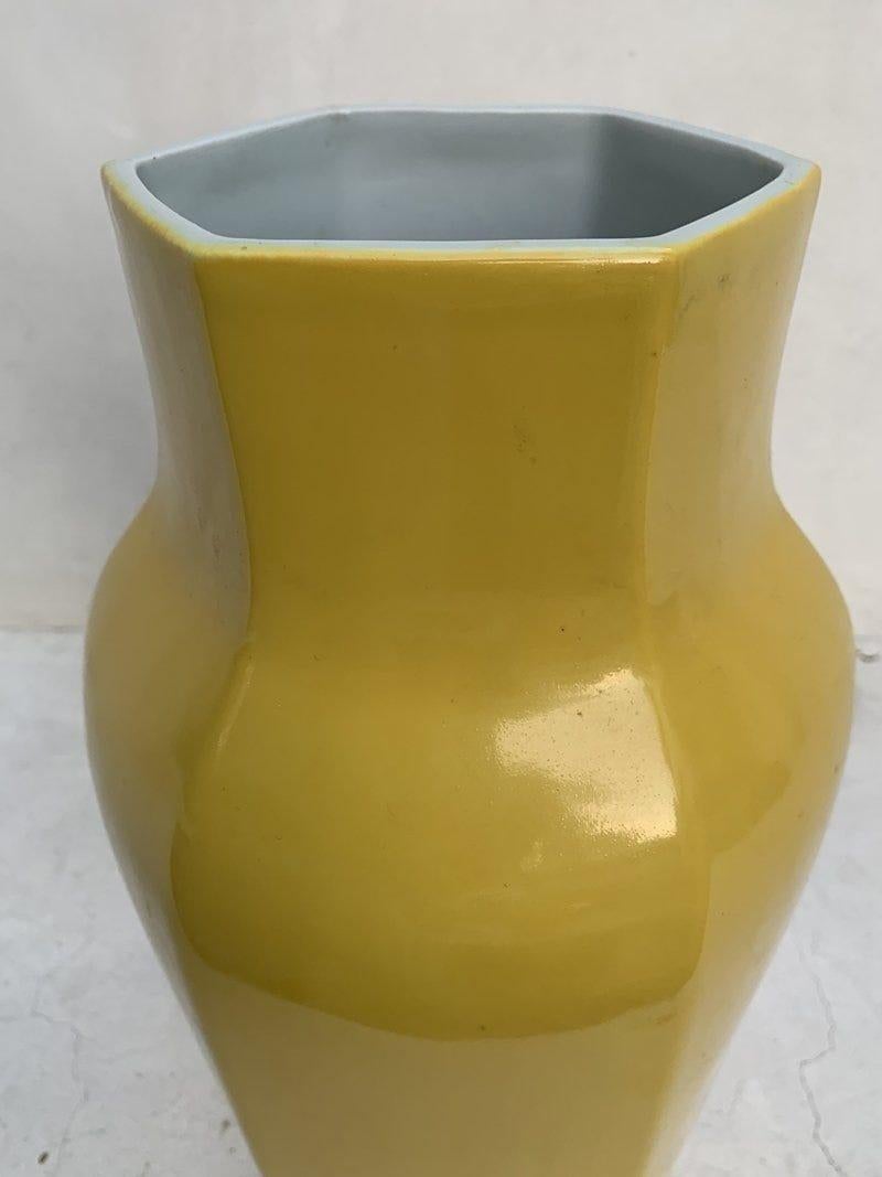 American Large Hexagonal Ceramic Vase For Sale