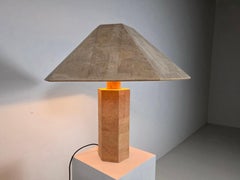 Large hexagonal cork table lamp by Ingo Maurer for Design M, Germany, 1974