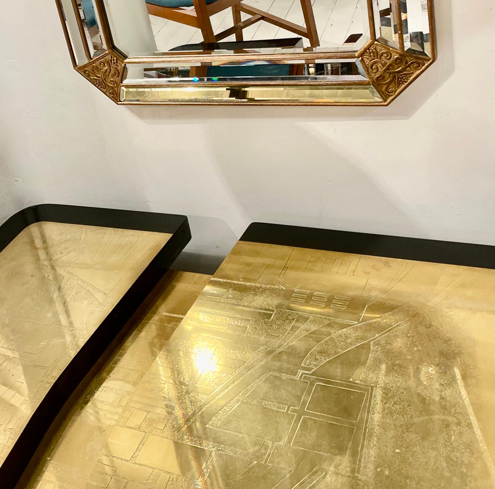 Gran Espejo Hexagonal De Madera Dorada 