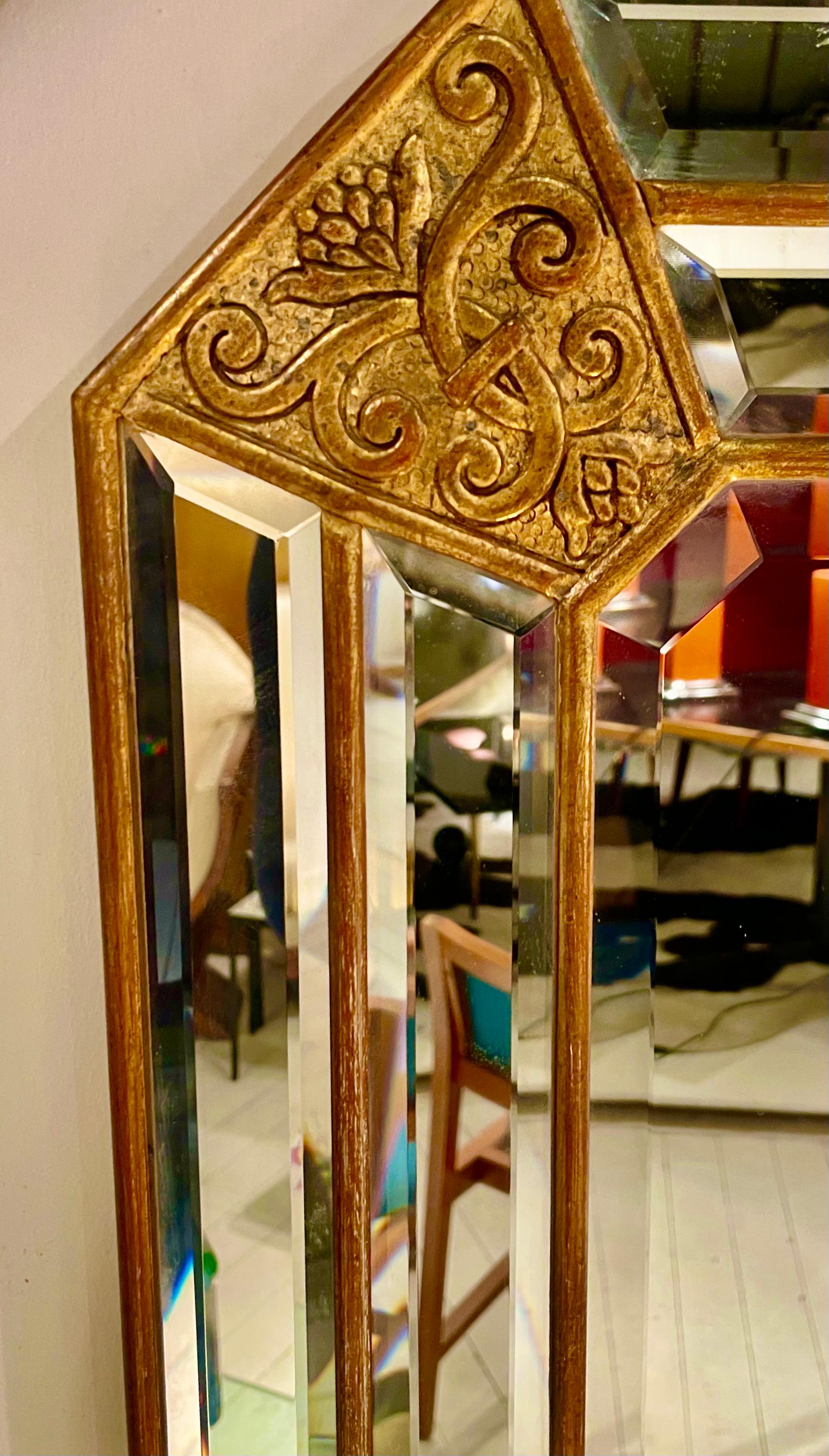 Gran Espejo Hexagonal De Madera Dorada 