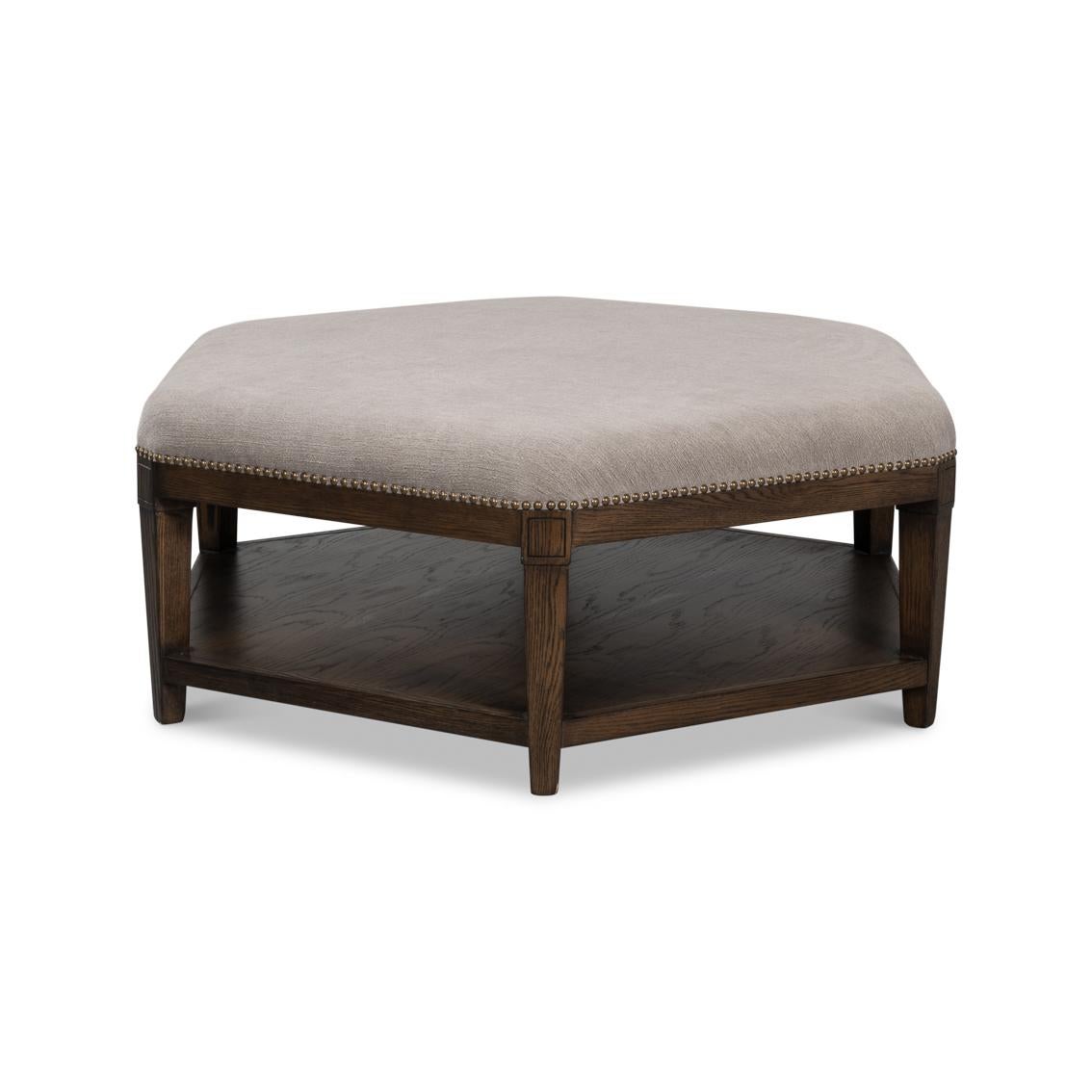 Rustic Large Hexagonal Ottoman For Sale