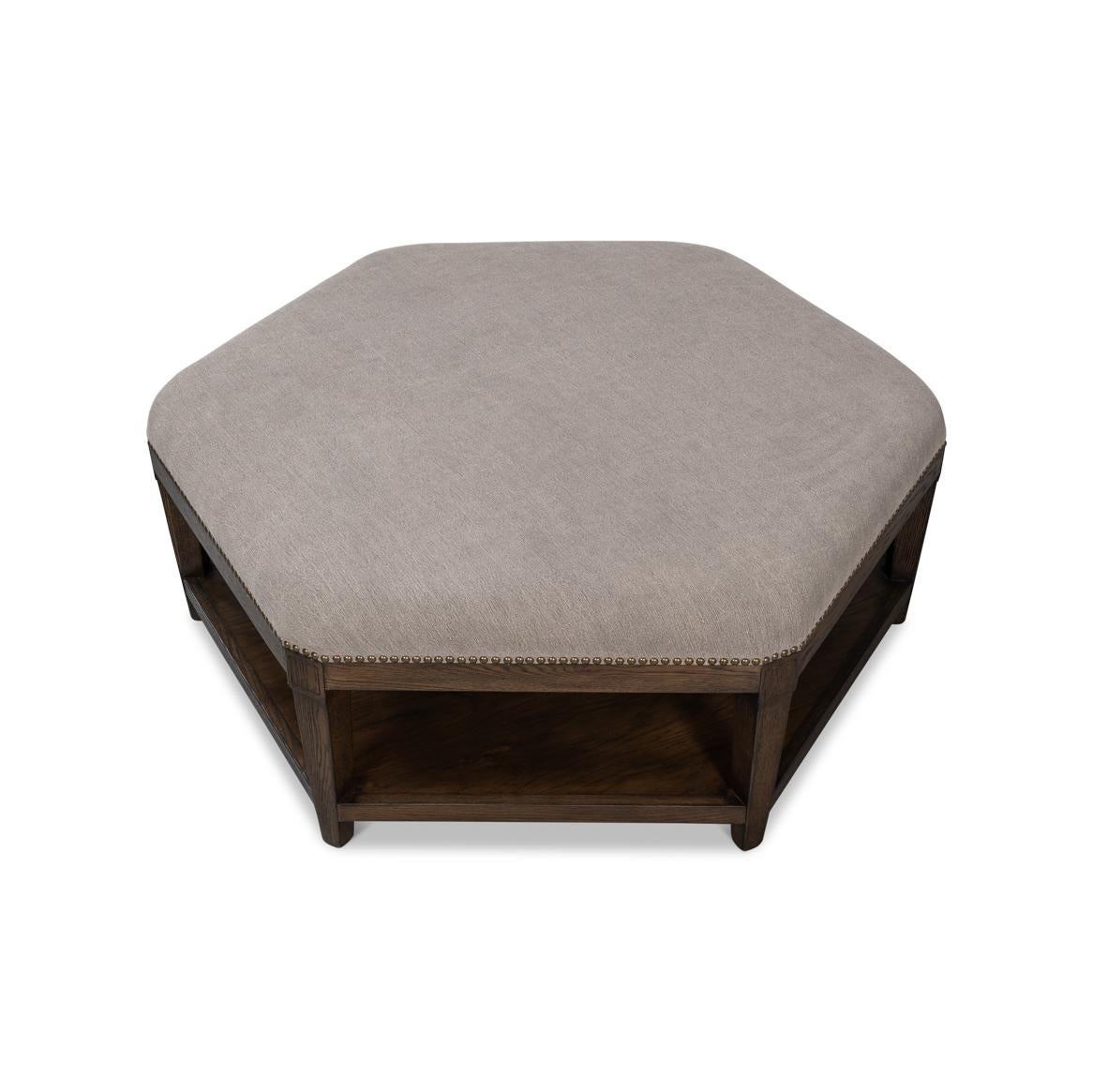 Asian Large Hexagonal Ottoman For Sale