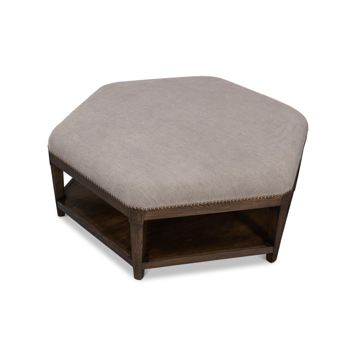 Large Hexagonal Ottoman In New Condition For Sale In Westwood, NJ