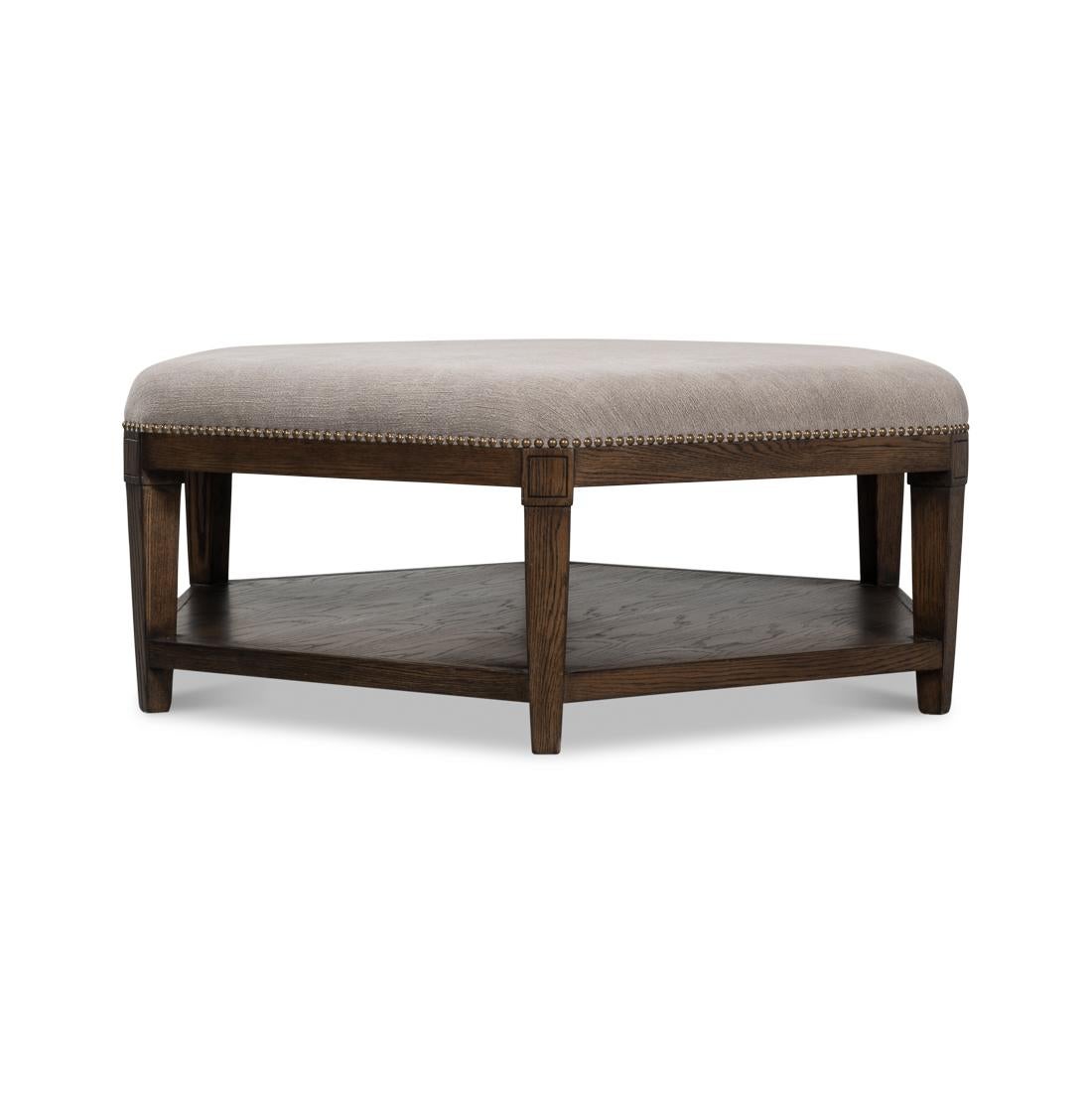 Fabric Large Hexagonal Ottoman For Sale