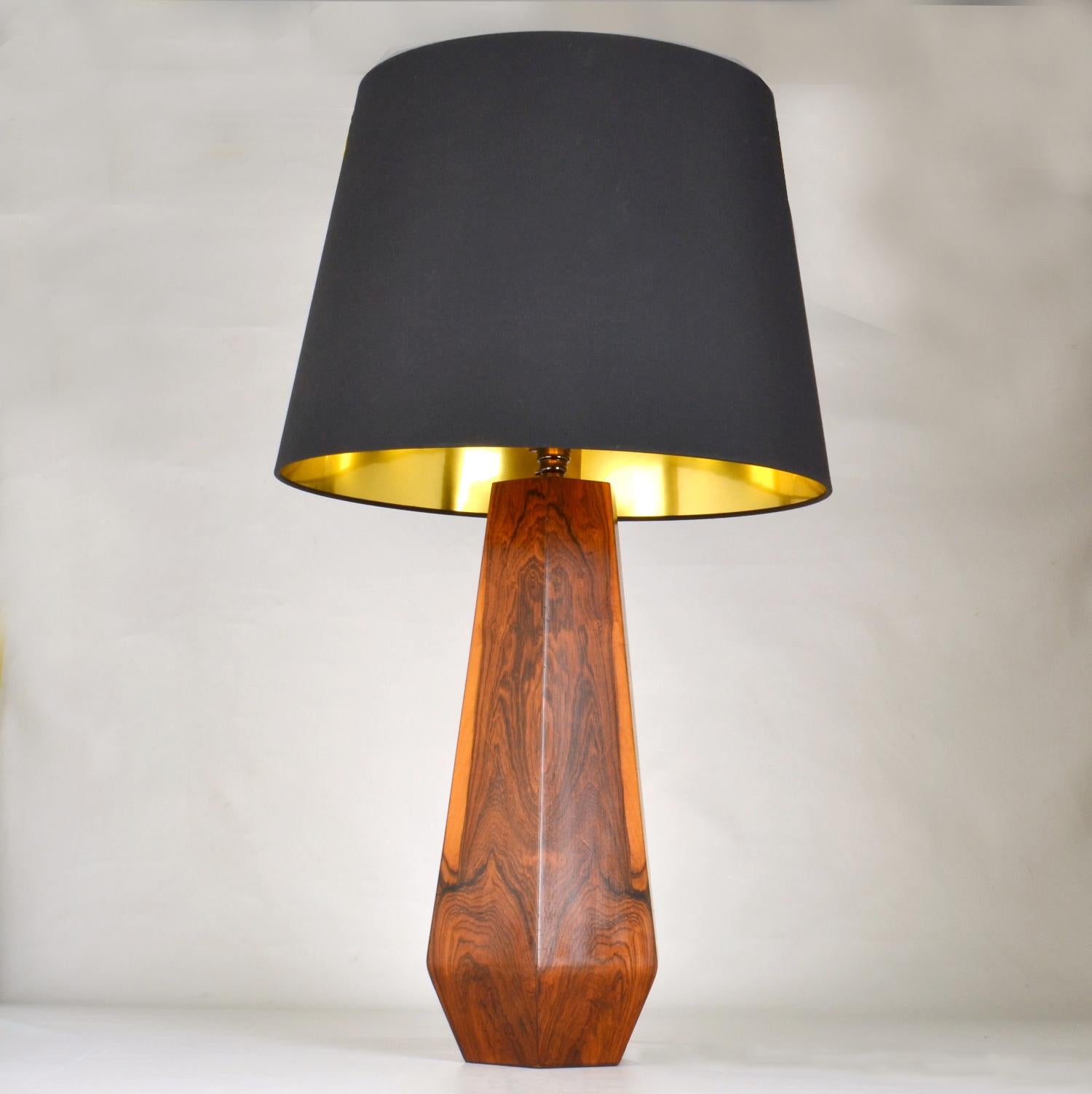 Scandinavian Modern Large Hexagonal Plywood Table Lamp For Sale