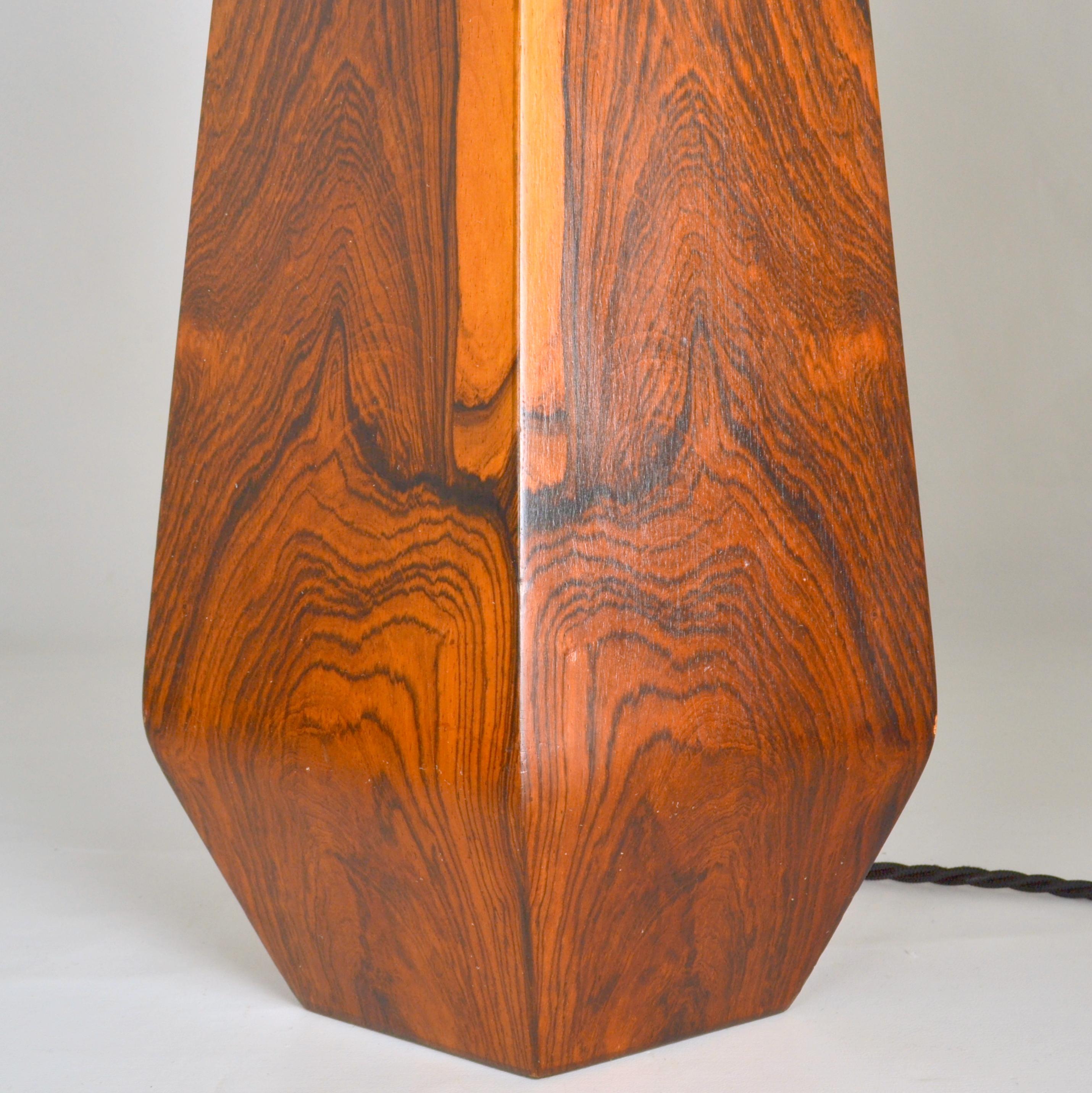 Danish Large Hexagonal Plywood Table Lamp For Sale