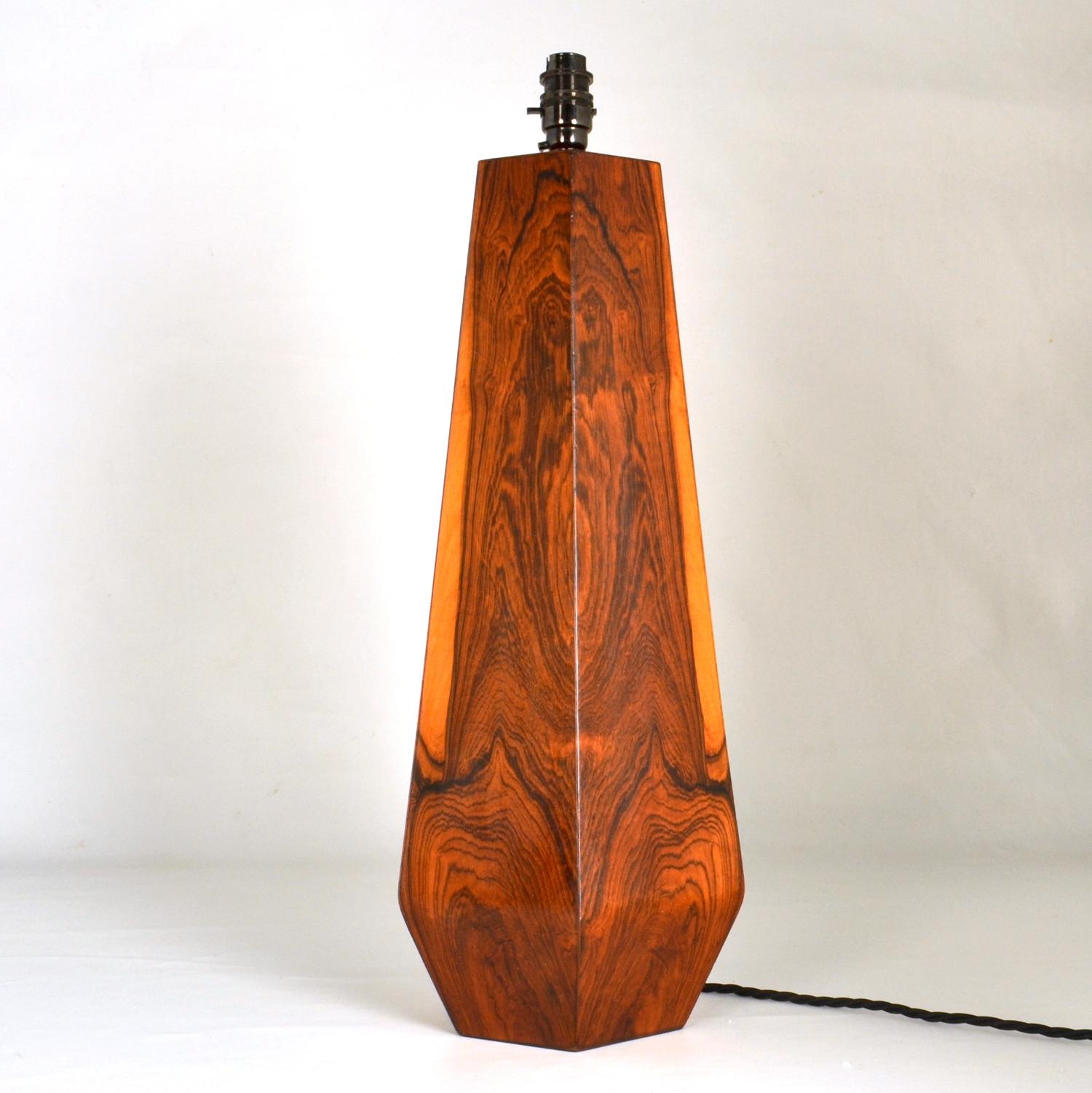 Mid-20th Century Large Hexagonal Plywood Table Lamp For Sale