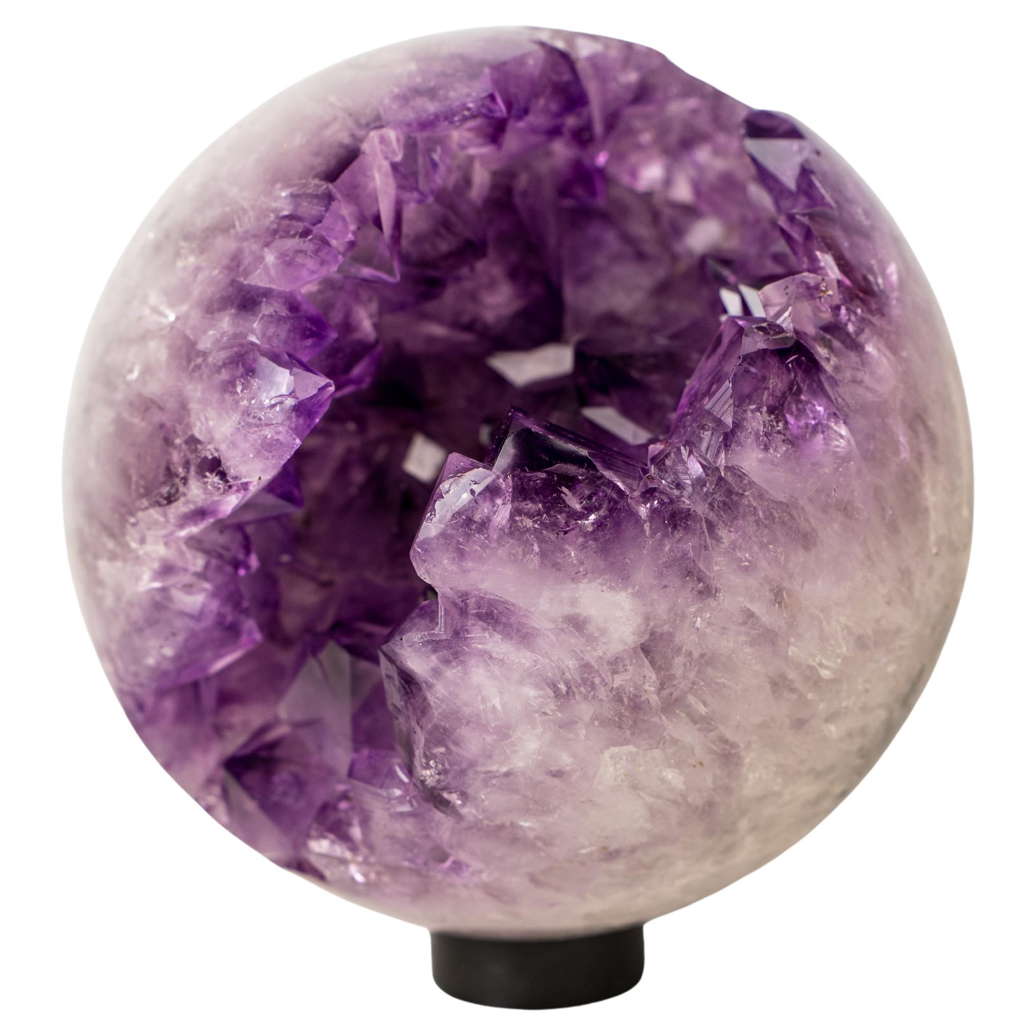 Large High-Grade Amethyst Sphere with Natural “Pac-Man” Opening For Sale