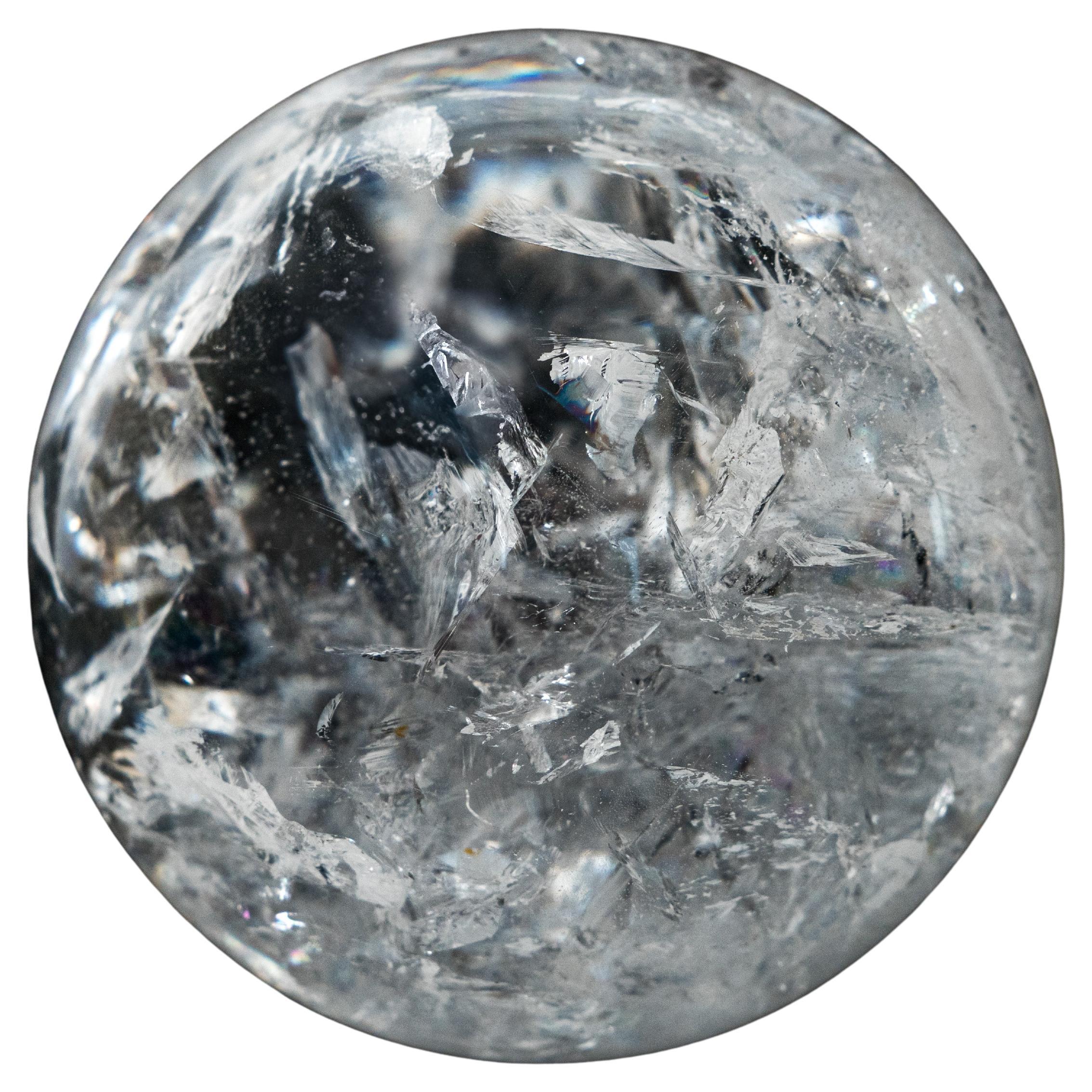 Large High-Grade Clear Quartz Crystal Sphere with Natural Rainbows