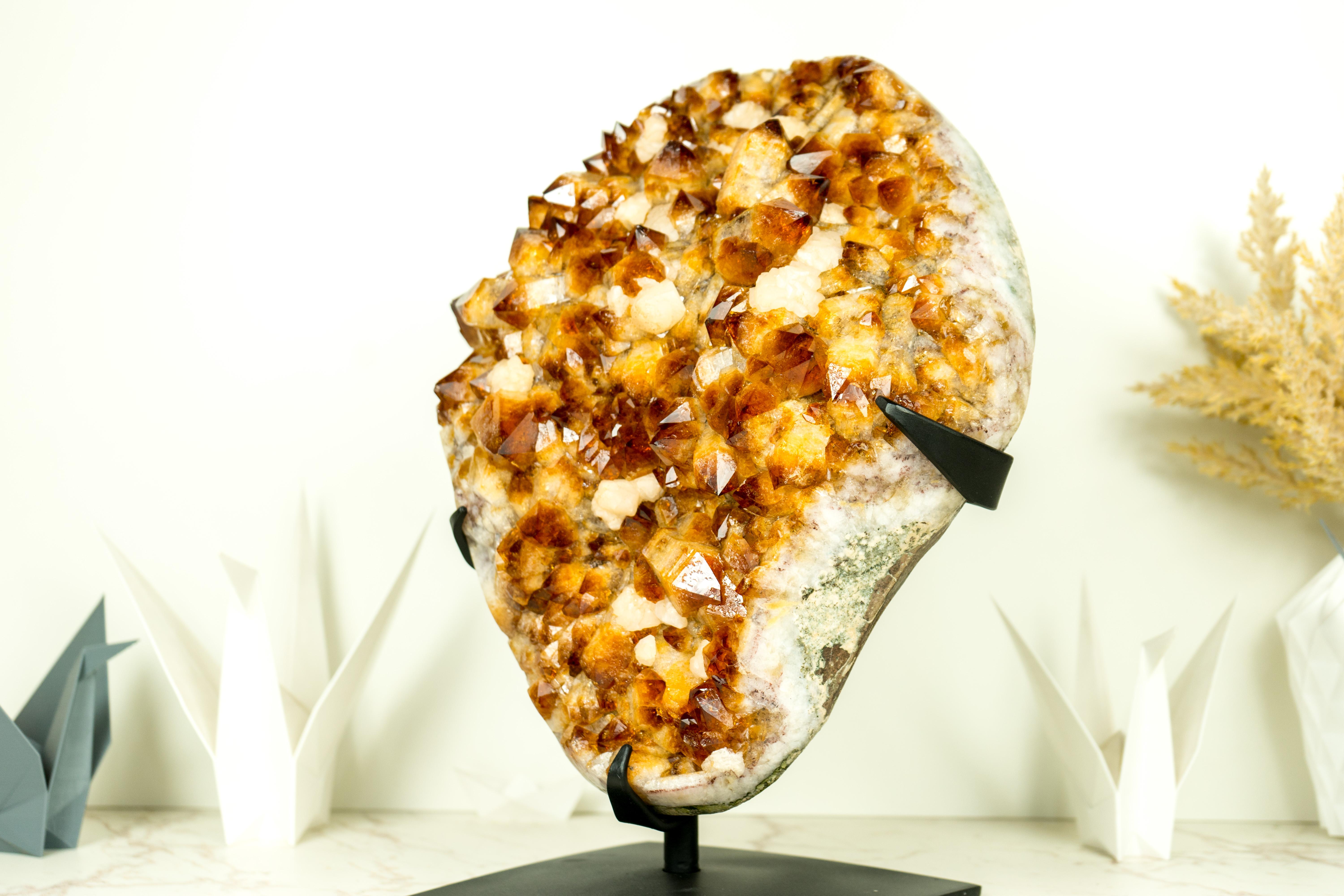 Large High-Grade Natural Citrine Cluster with AAA Amber Citrine Druzy For Sale 11