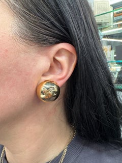 Large High Polished Dome Stud Earrings 14 Karat Yellow Gold 1 Inch 14 Grams