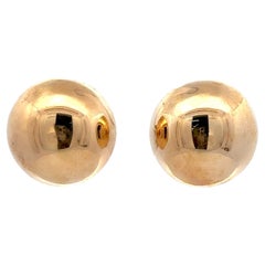 Large High Polished Dome Stud Earrings 14 Karat Yellow Gold 1 Inch 14 Grams