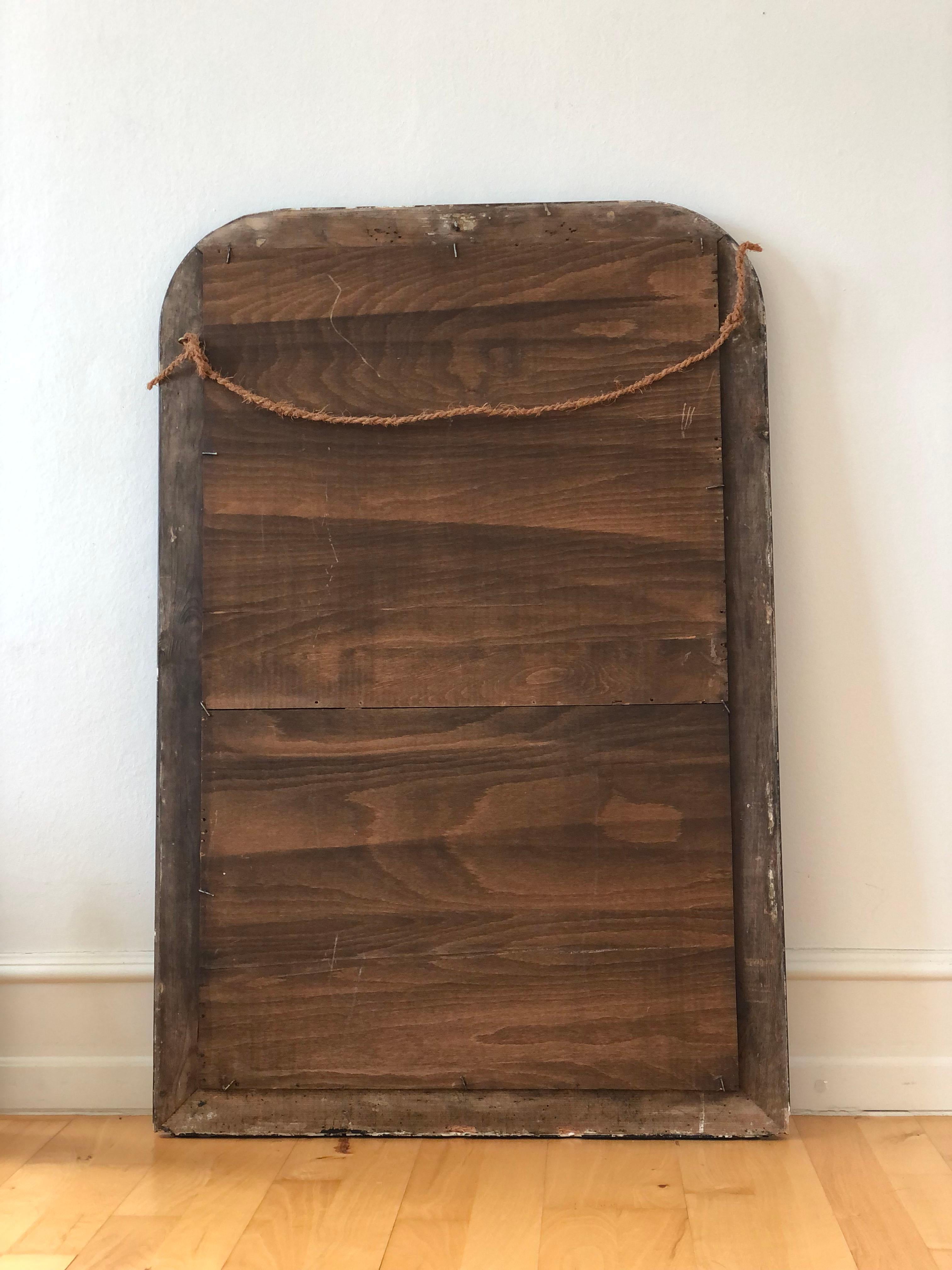 Legno Grande specchio antico di alta qualità di Louis Philippe in nero e oro Francia Fine '1