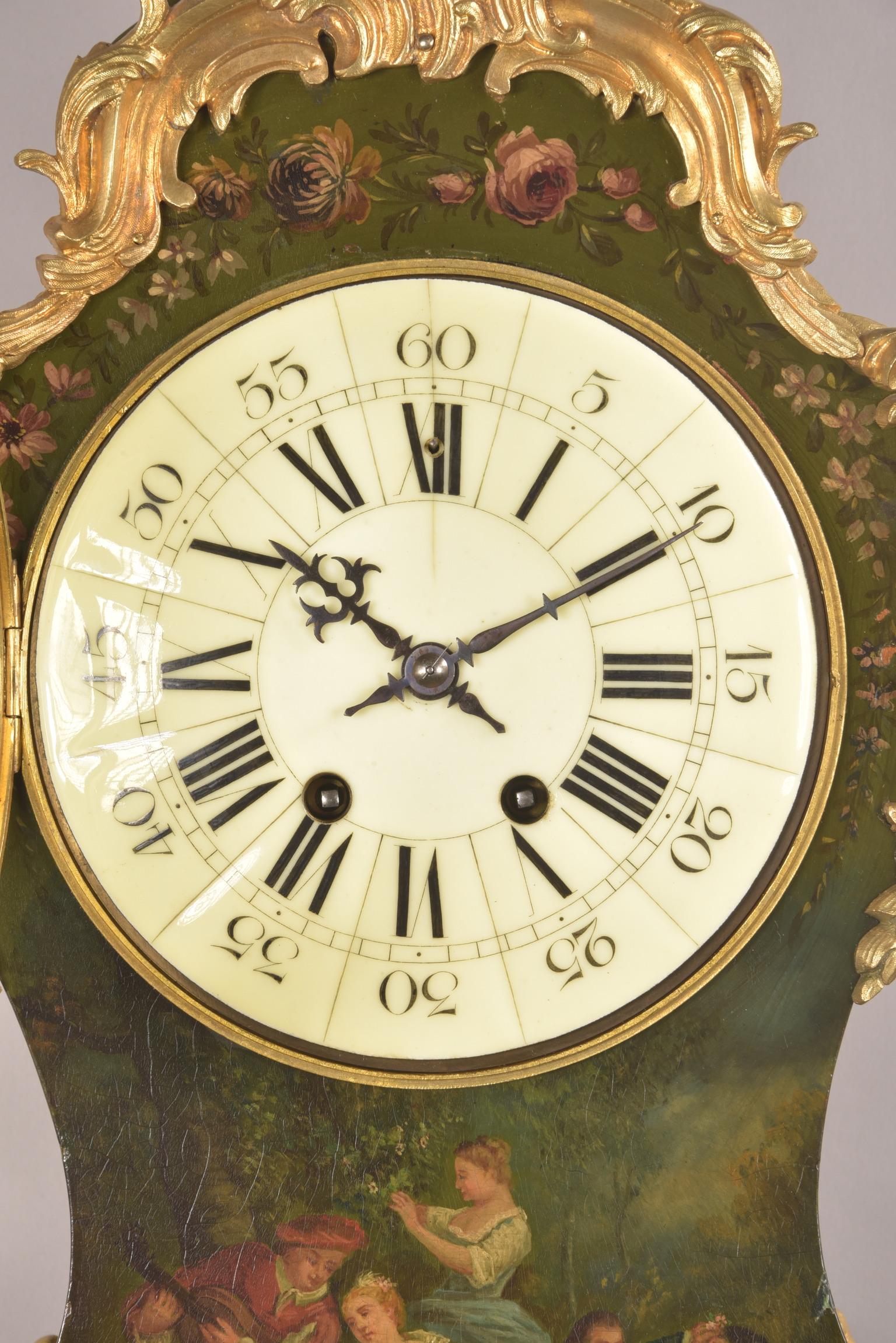 French Cartel clock with console in Vernis Martin, ca. 1855 For Sale 5