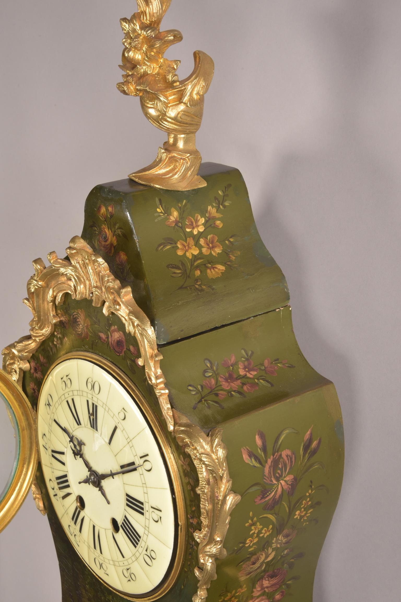 French Cartel clock with console in Vernis Martin, ca. 1855 In Good Condition For Sale In Ulestraten, Limburg