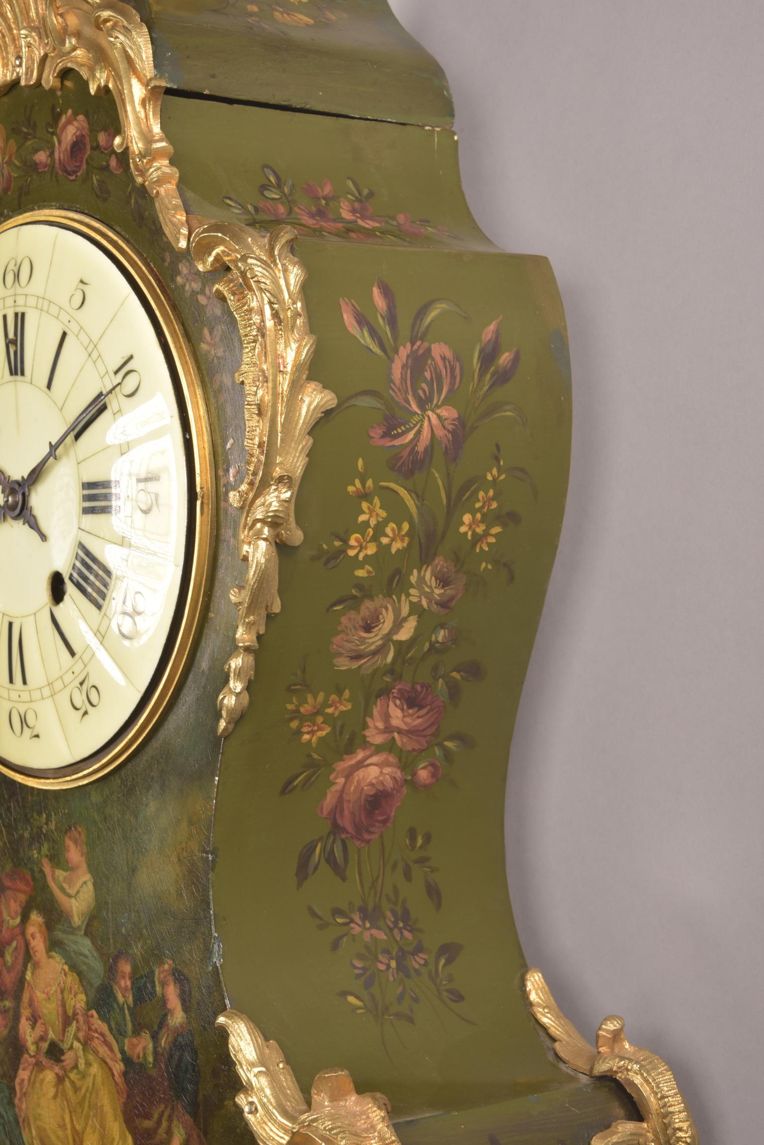 19th Century French Cartel clock with console in Vernis Martin, ca. 1855 For Sale
