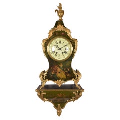 French Cartel clock with console in Vernis Martin, ca. 1855