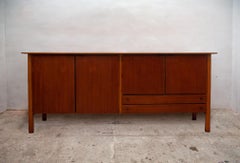 Large High Teak Sideboard with Floating Top 1950s, Made in Denmark
