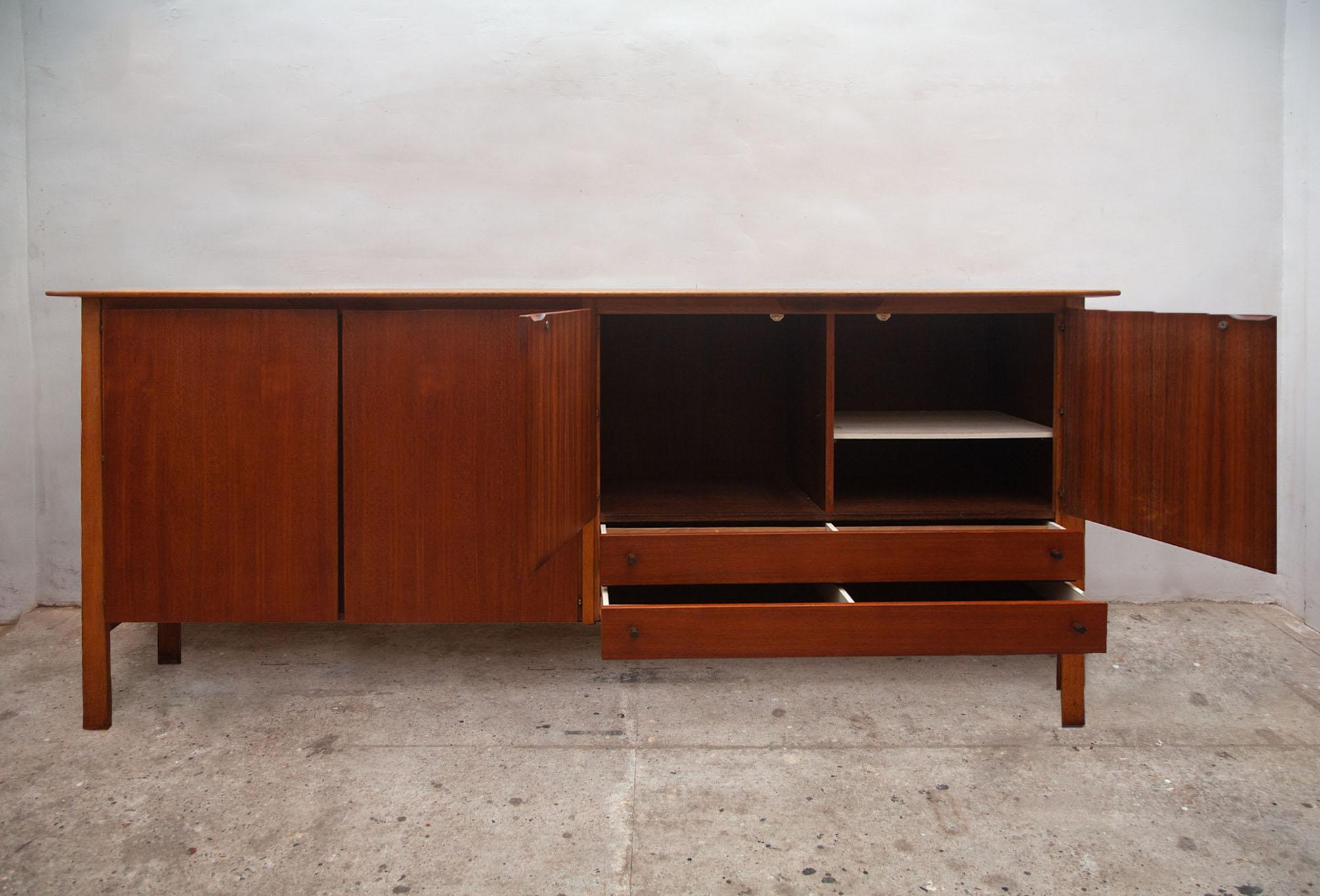 Danish Large High Teak Sideboard with Floating Top 1950s, Made in Denmark For Sale
