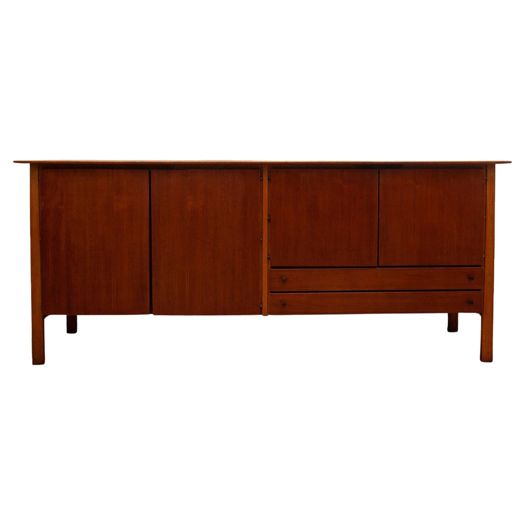 Large High Teak Sideboard with Floating Top 1950s, Made in Denmark
