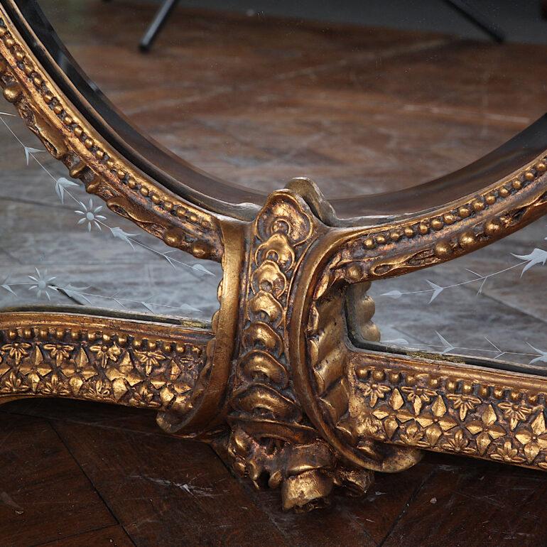 English Large Highly Detailed Gilt Framed Louis XVI Style Mirror