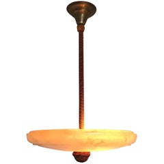 Large & Highly Stylish 1920s Art Deco Alabaster Pendant Great Shape & Color Lamp