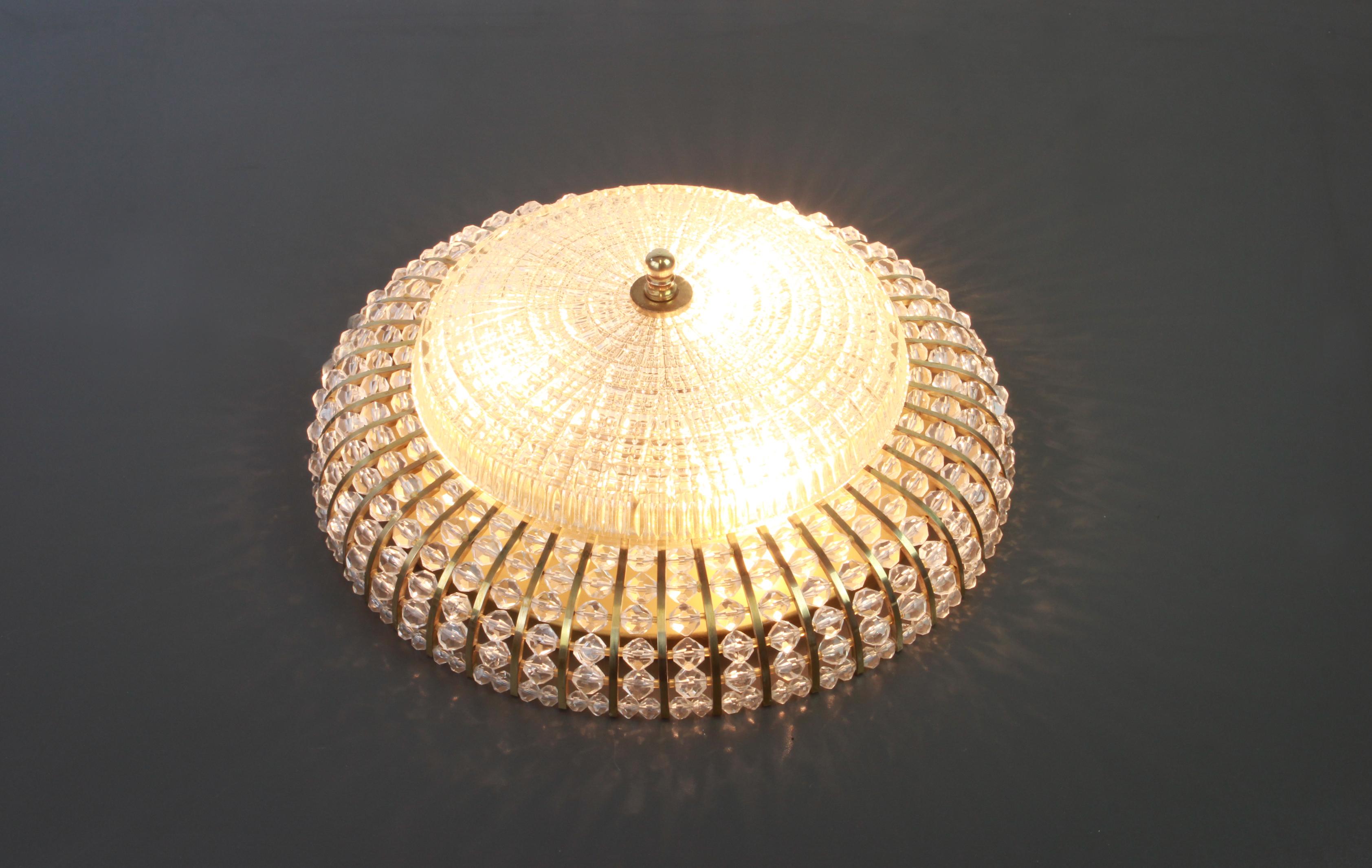 1 of 2 Large Hillebrand Brass Glass and Lucite Bead Wall Lights, Germany, 1960s 1