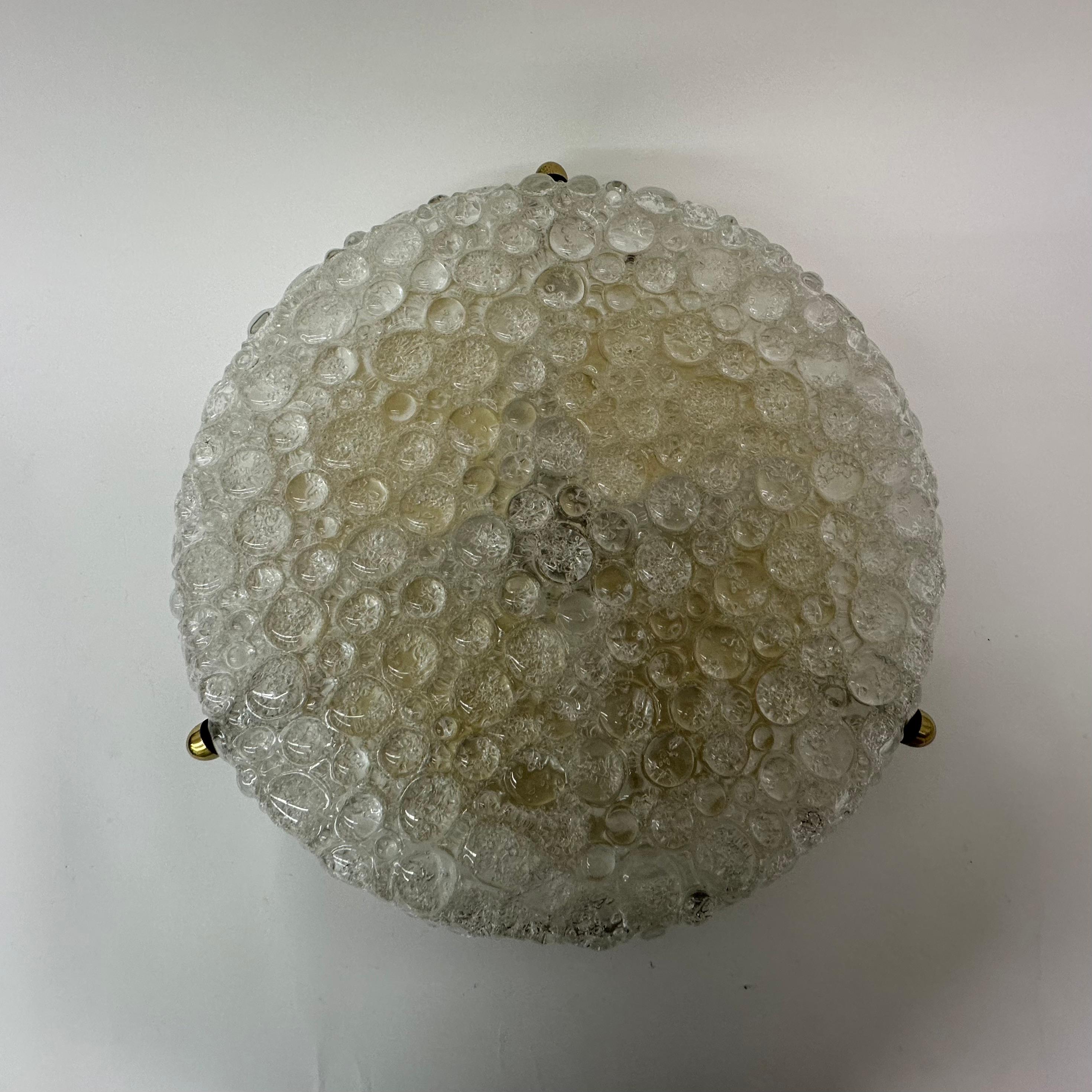 Large Hillebrand flush mount ceiling lamp murano glass , 1970’s Germany For Sale 9