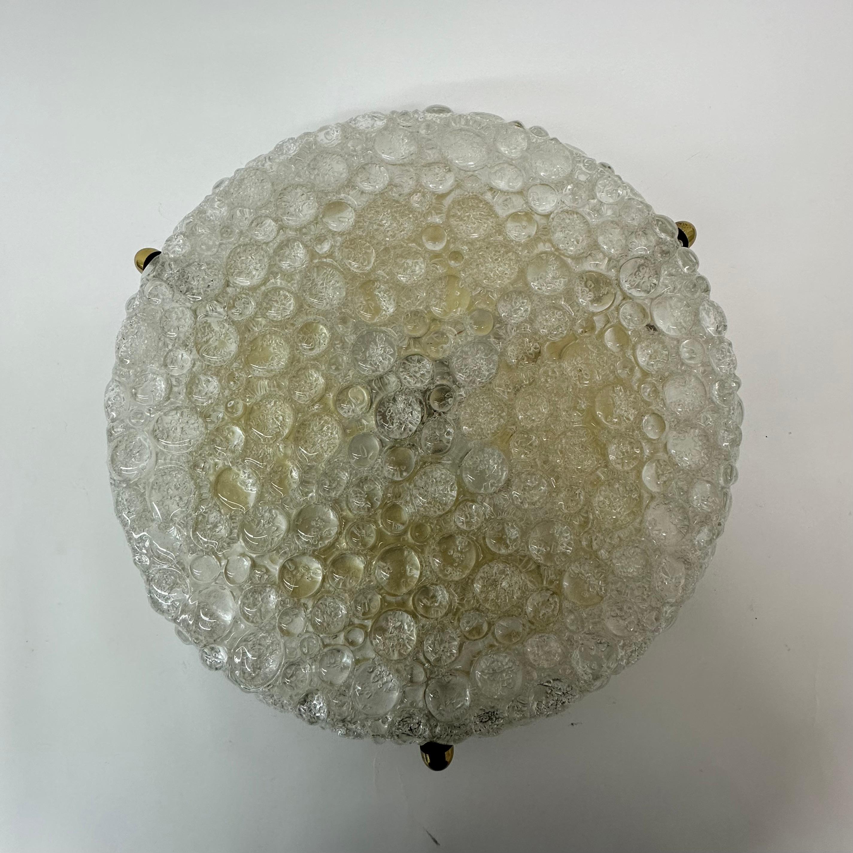 Large Hillebrand flush mount ceiling lamp murano glass , 1970’s Germany In Good Condition For Sale In Delft, NL