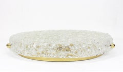Large Hillebrand Flush Mount Ice Glass, Germany, 1970s